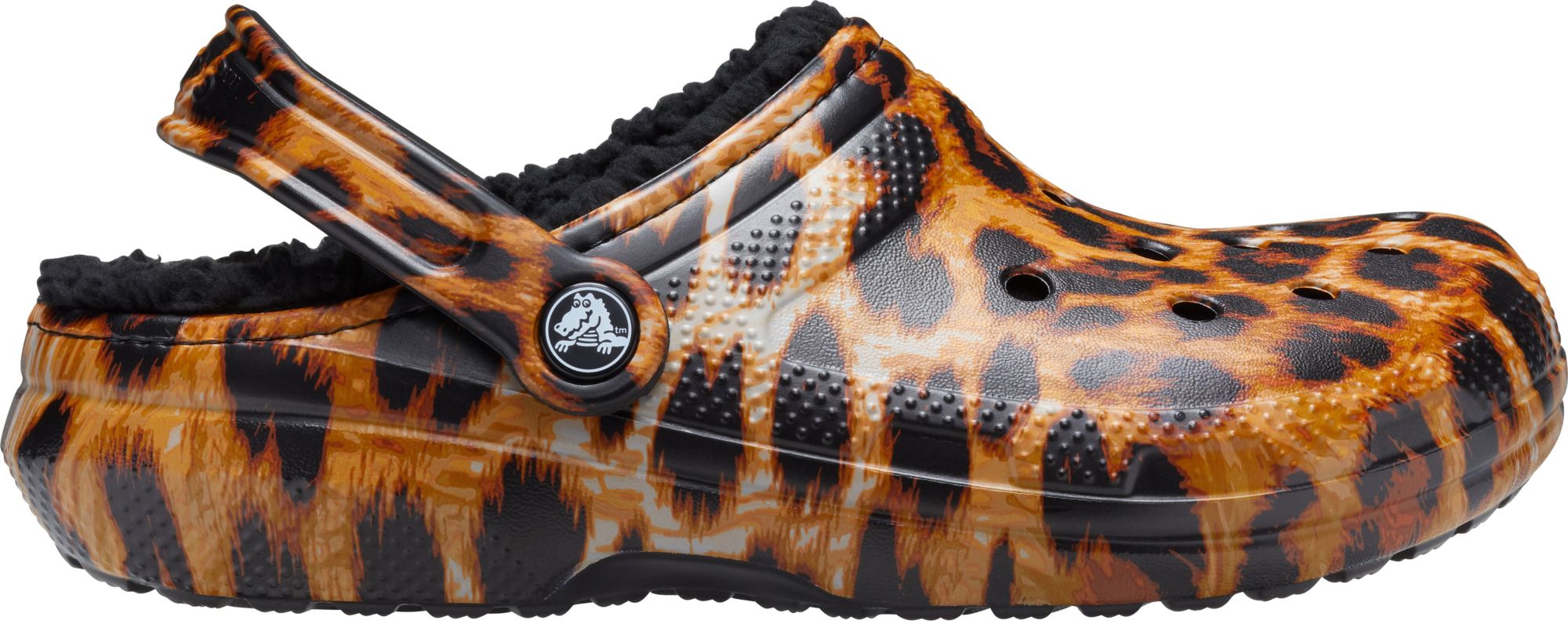 fur leopard crocs