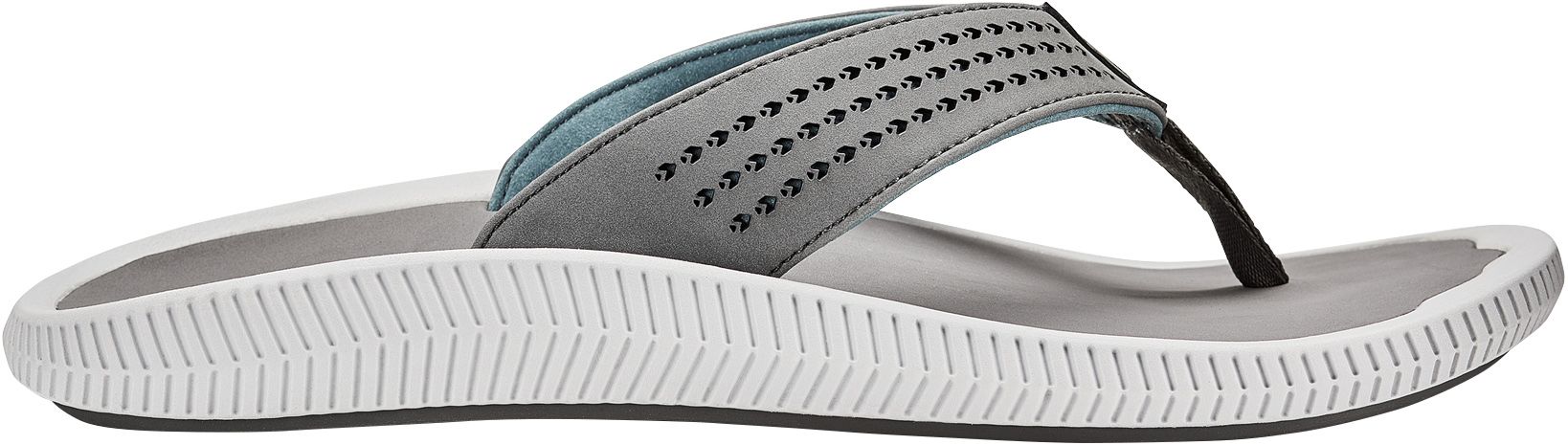 OLUKAI Ulele Mens Flip Flop Sandal Shoe Thong Gray White Grey Beach Stone 9 OluKai Ulele Sandals Mens Size 13 Slip On Thong Flip Flop  main image 4