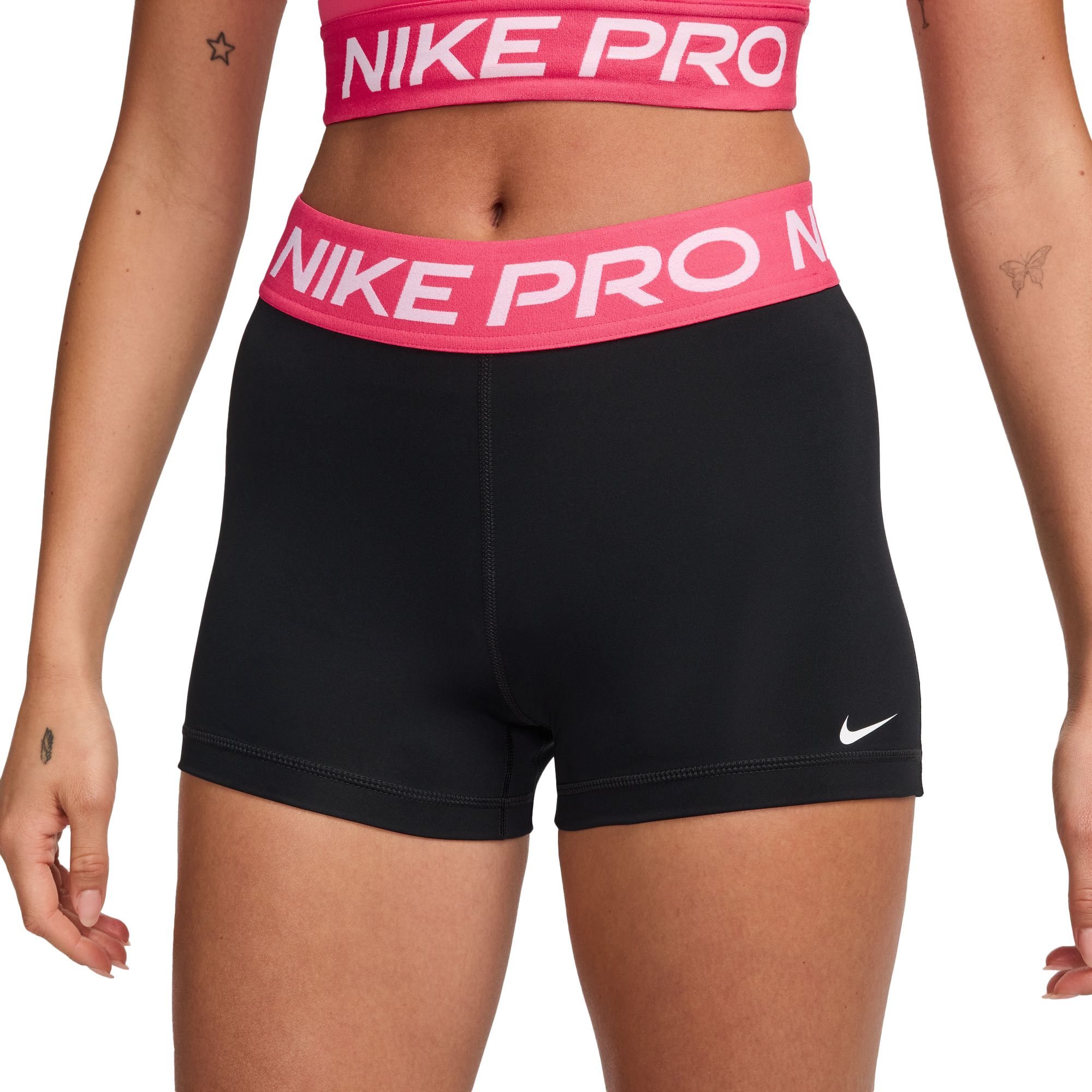 Nike Pro Women s 3 Shorts Black Aster Pink White Size S