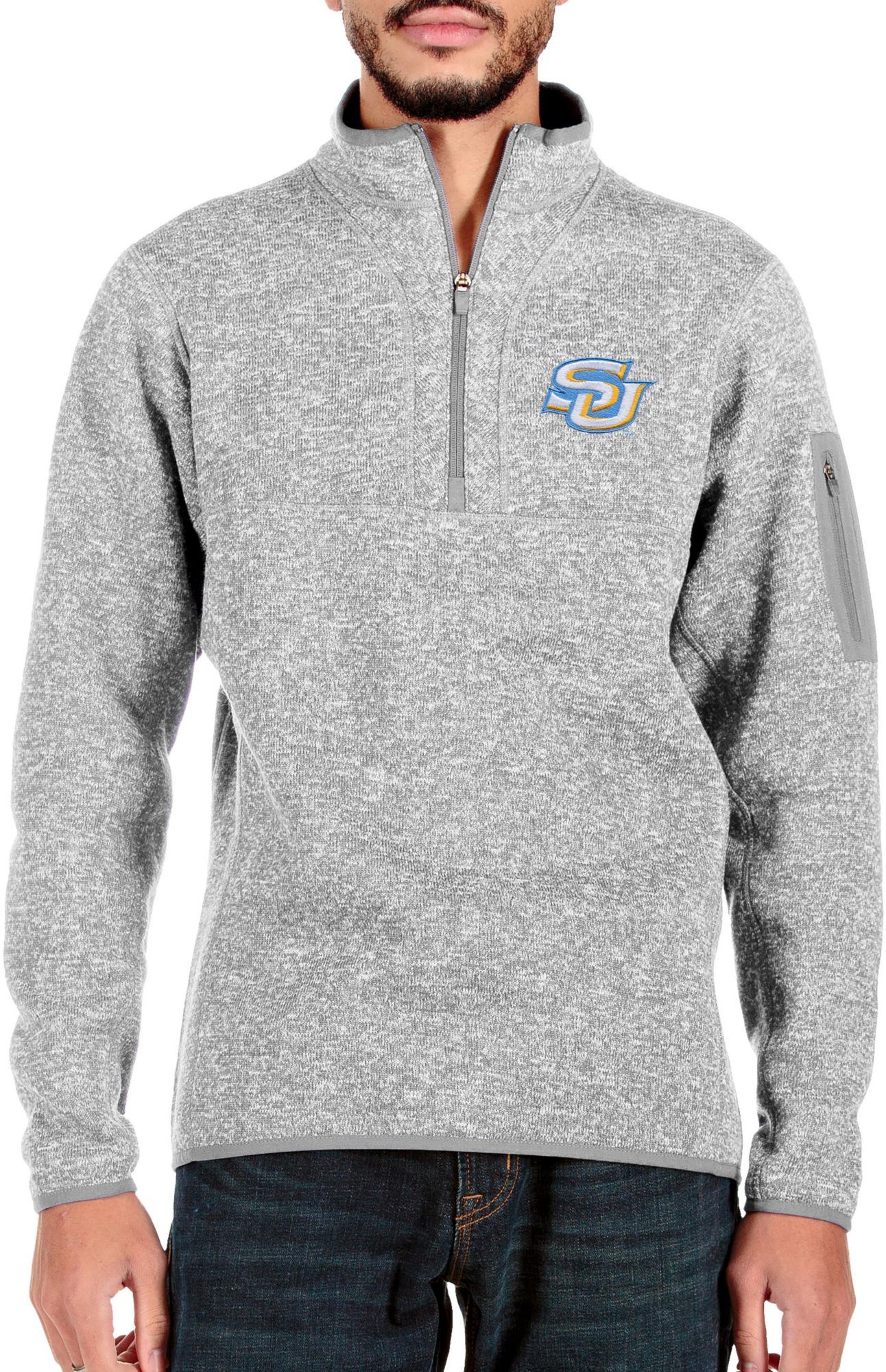 Antigua Men's Southern University Jaguars Grey Fortune 1/4 Zip