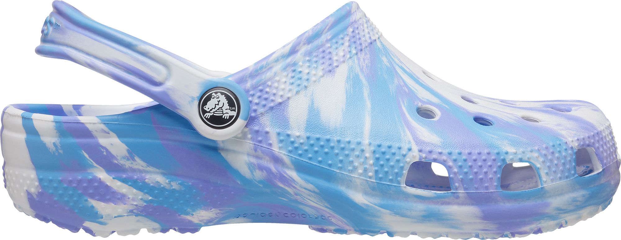 crocs with fur light blue