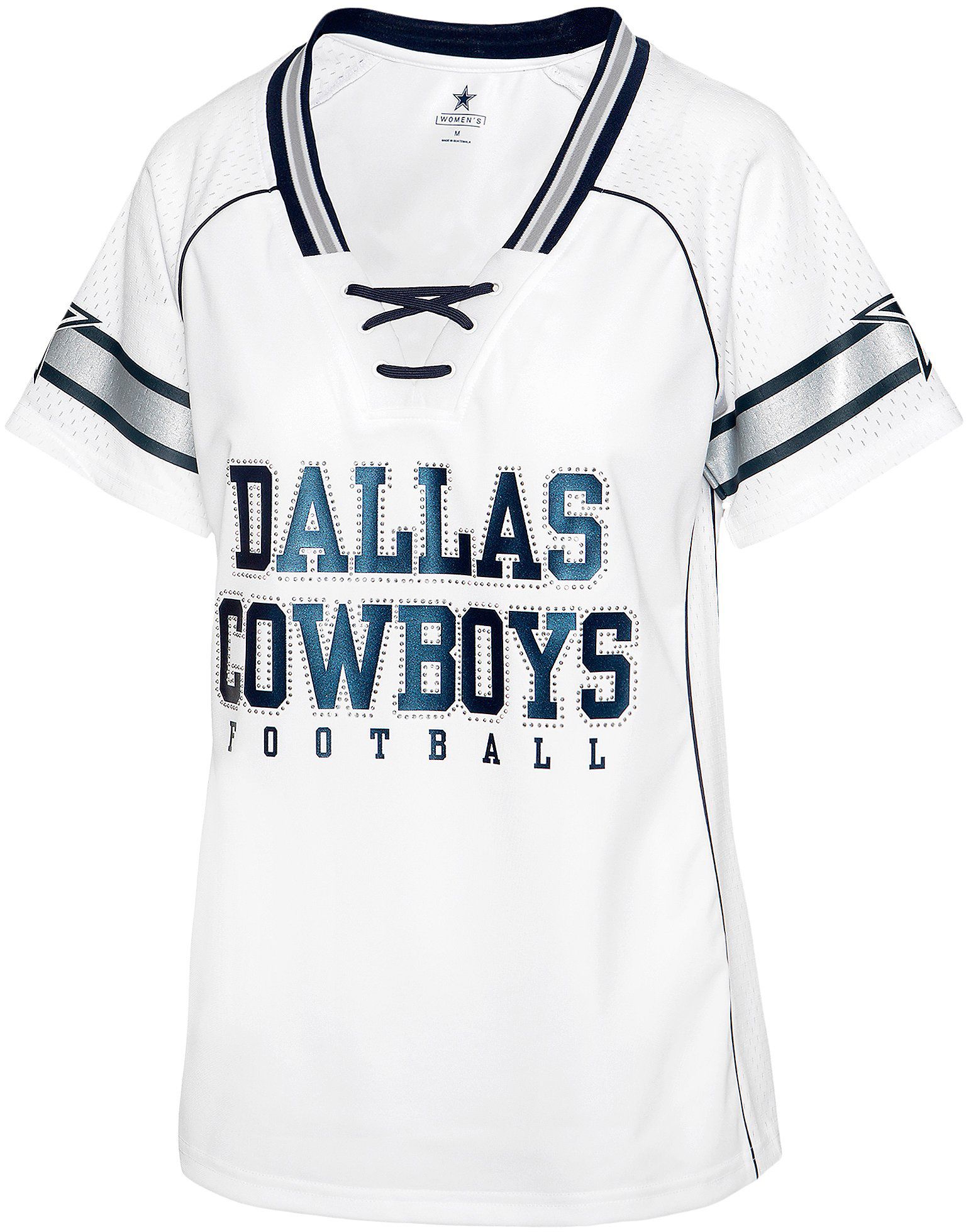 Women's Gray Dallas Cowboys Cadence Sequin Crop Jersey V-Neck T-Shirt