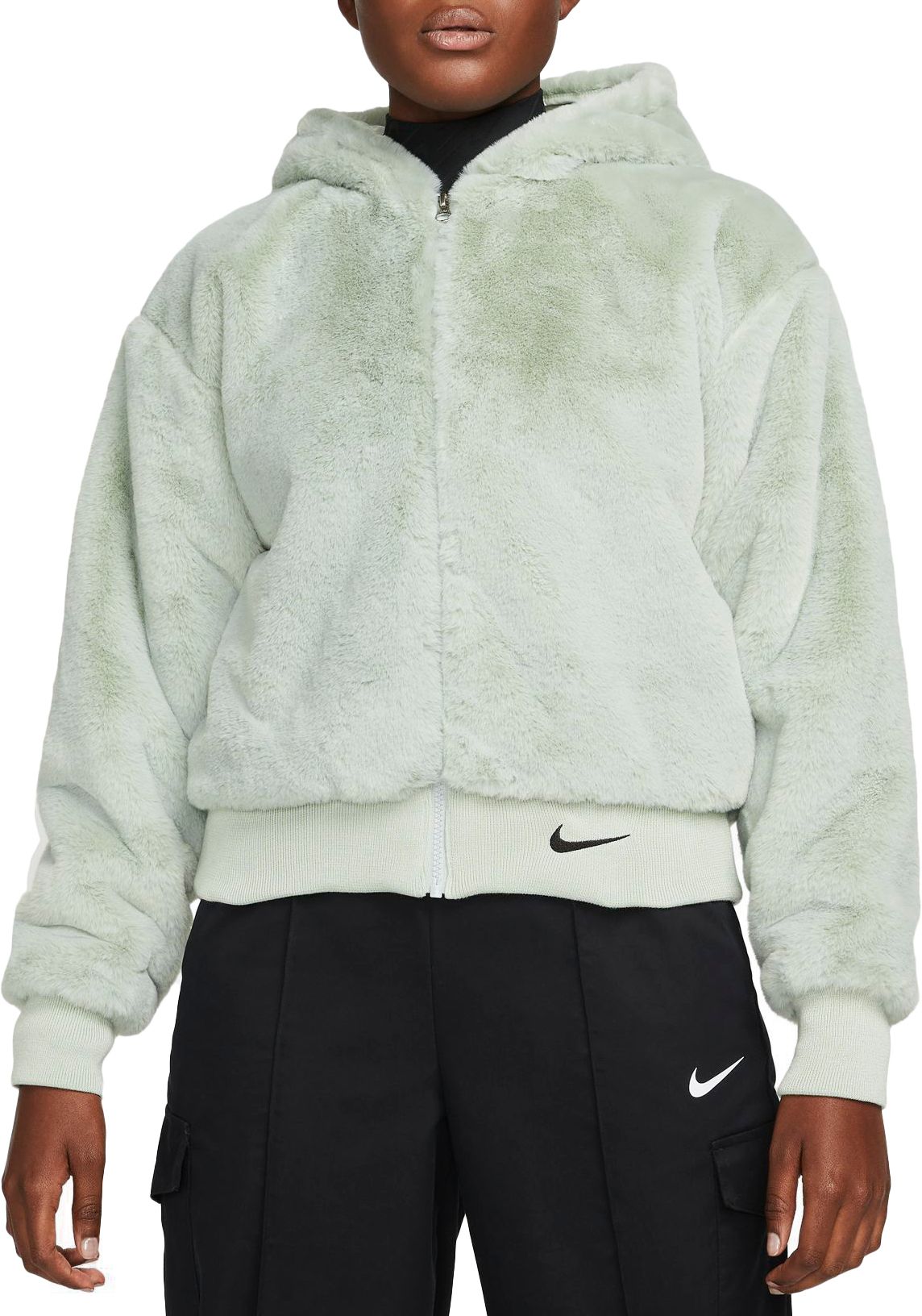 nike white fluffy jacket