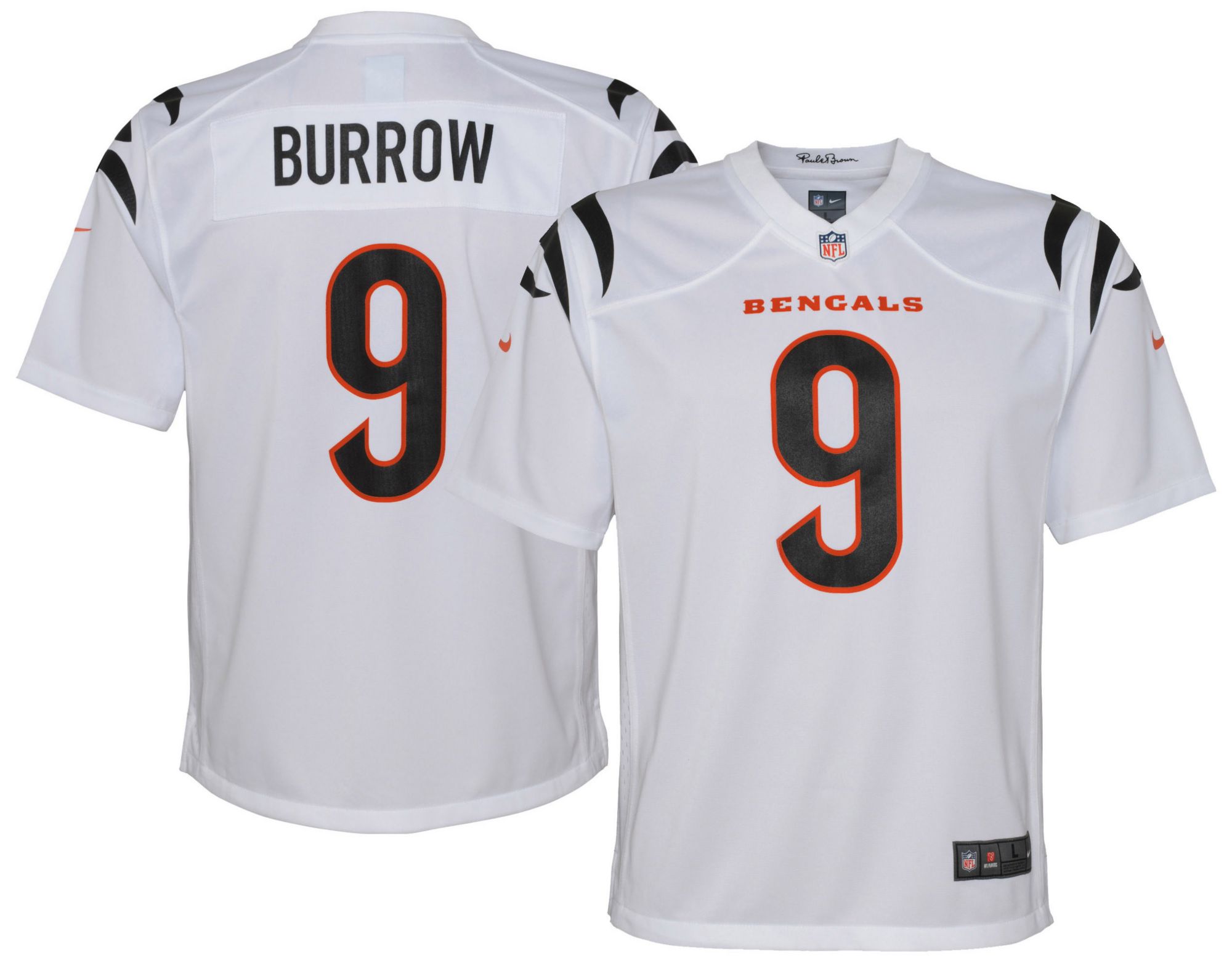 Nike Youth Cincinnati Bengals Joe Burrow #9 White Game Jersey