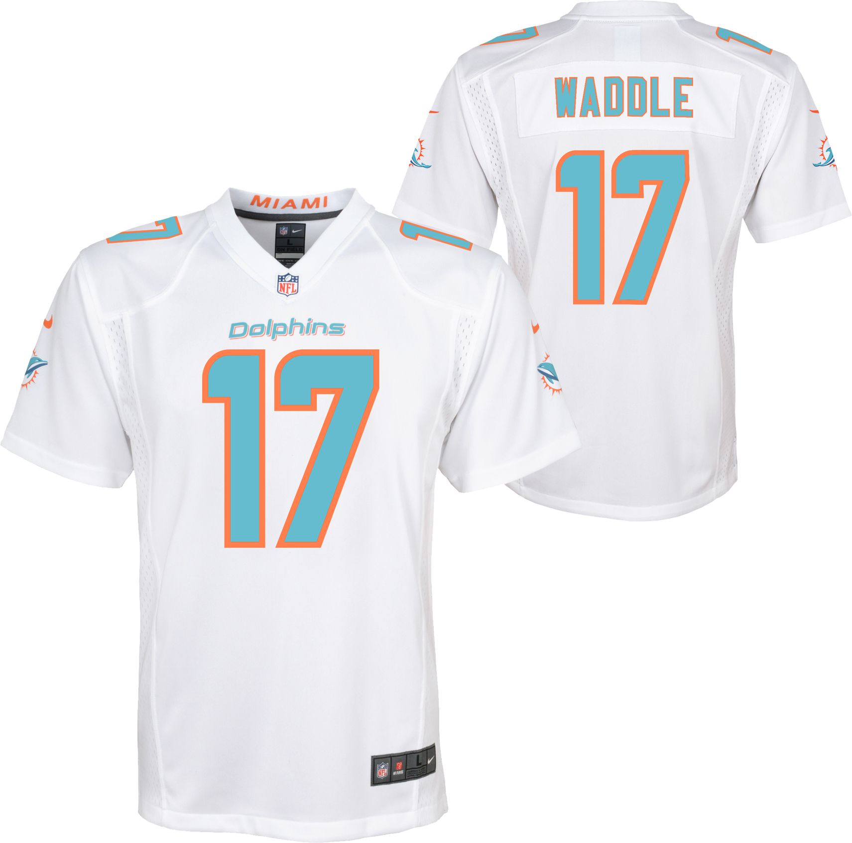 Nike Youth Miami Dolphins Jaylen Waddle #17 White Game Jersey