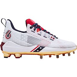 NEW UNDER ARMOUR UA IGNITE MID METAL BASEBALL CLEATS BLUE WHITE  1264168-411 