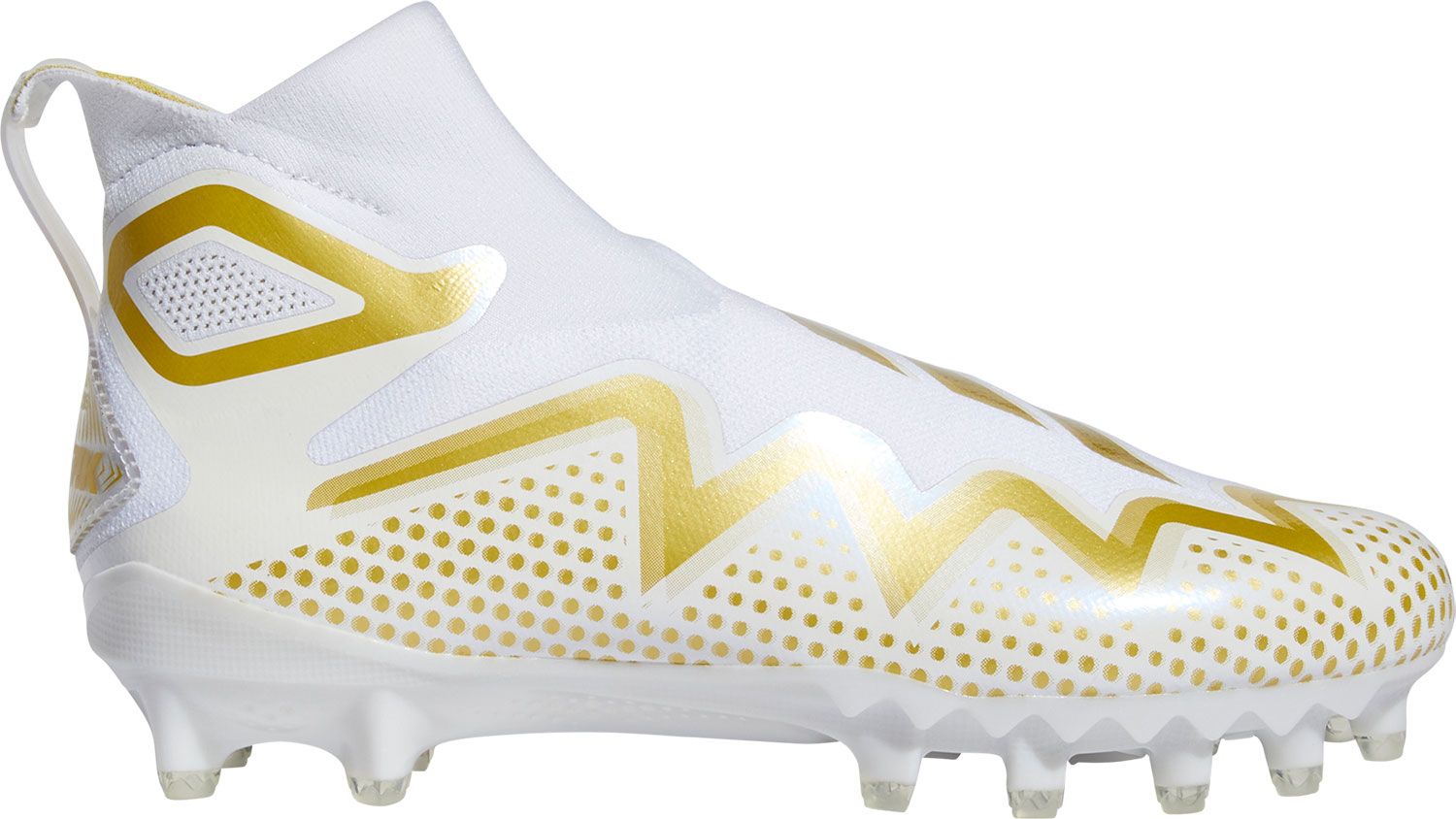 white and gold high top football cleats