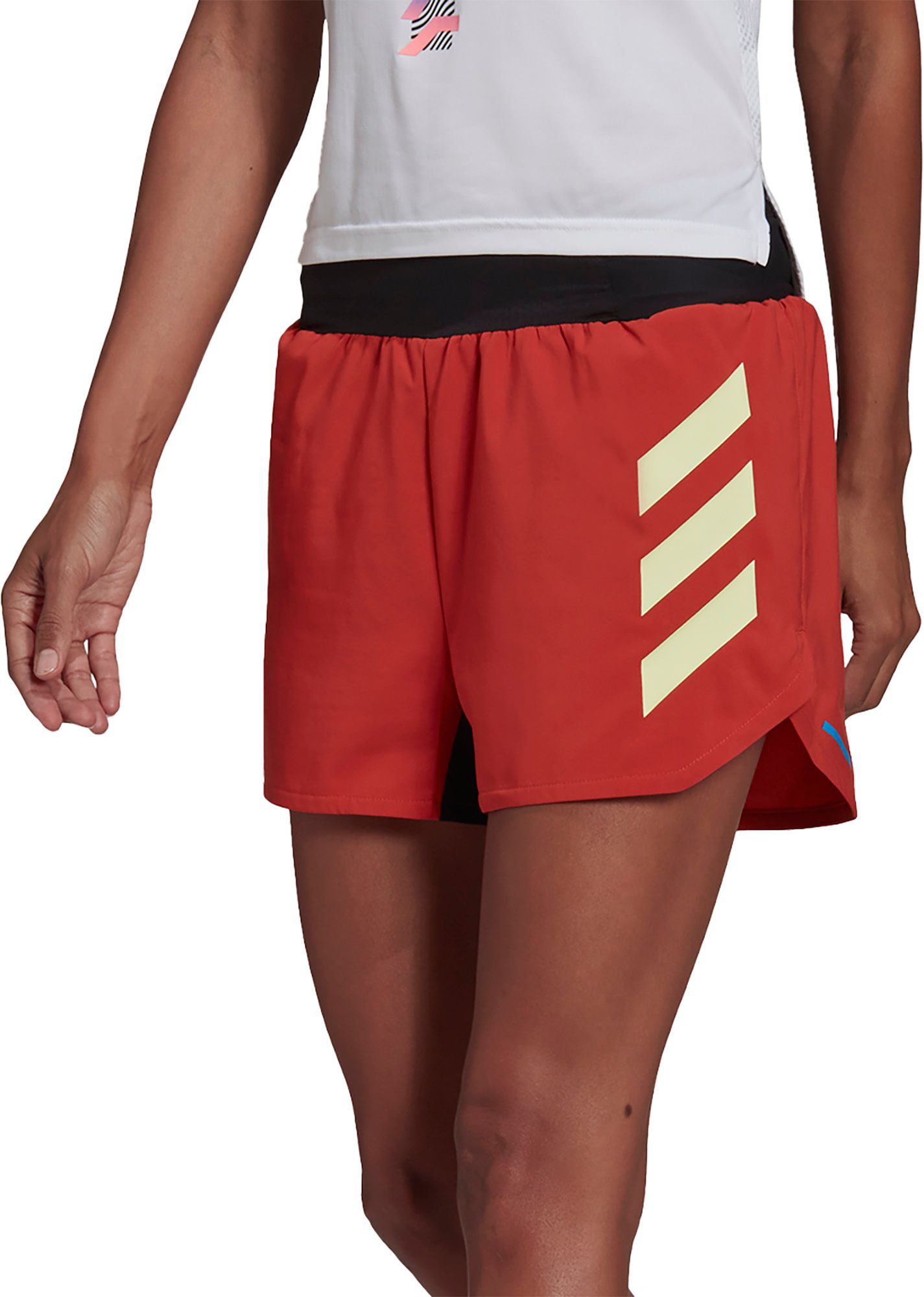 womens red adidas shorts