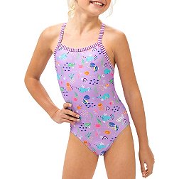 QRH Big Girls Swim Sunsuit One Piece Swimwear