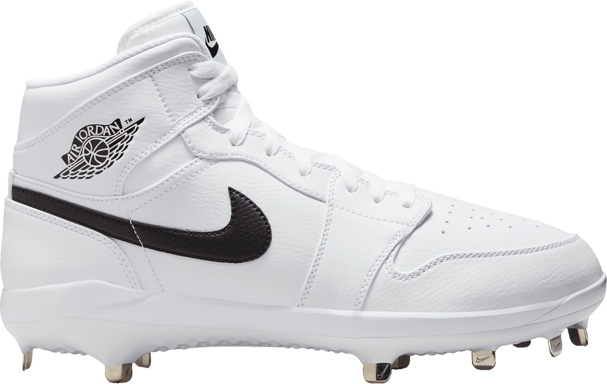 Jordan 1 Retro Metal Baseball Cleats White Black White 8