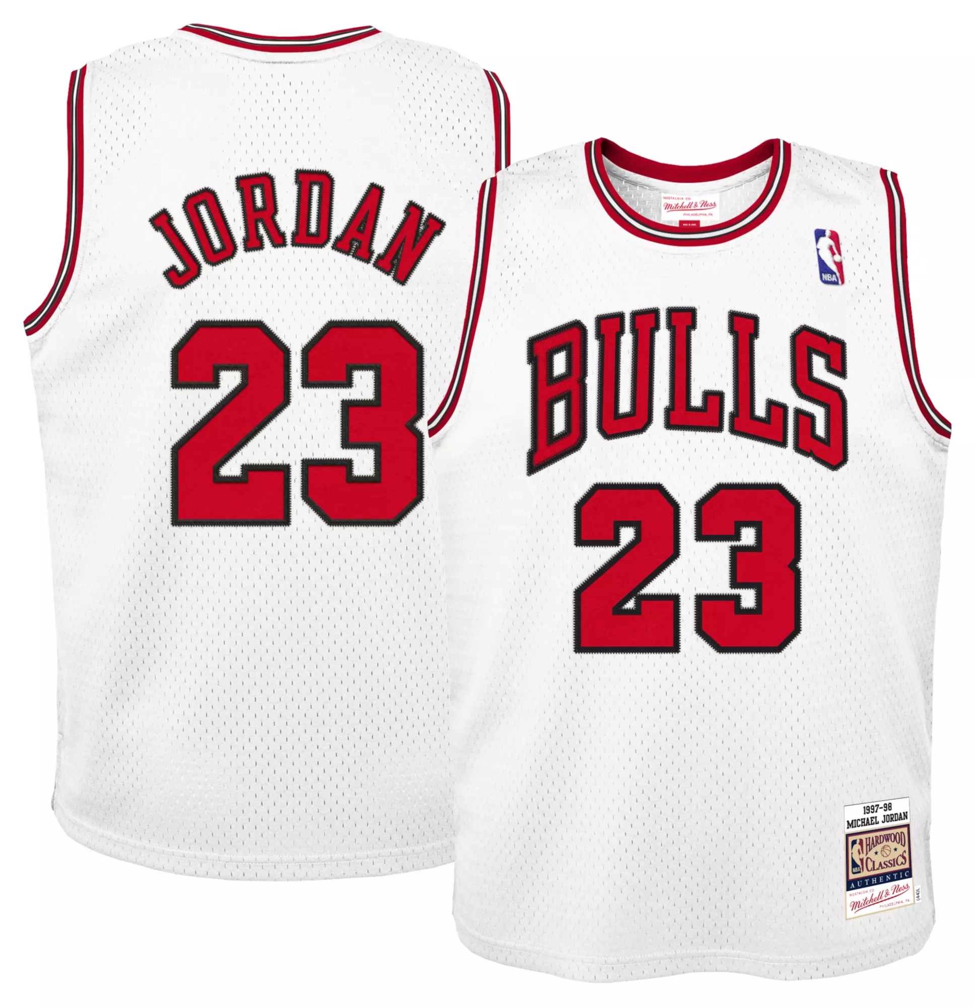 Mitchell & Ness Youth 1997 Chicago Bulls Michael Jordan #23 White Hardwood Classics Authentic Jersey