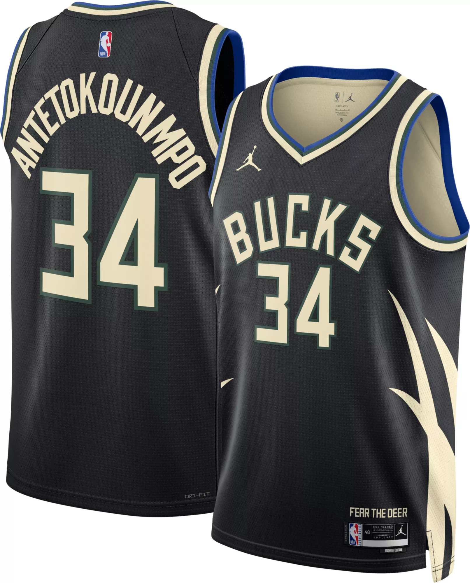 Jordan Adult Milwaukee Bucks Giannis Antetokounmpo #34 Swingman Statement Jersey
