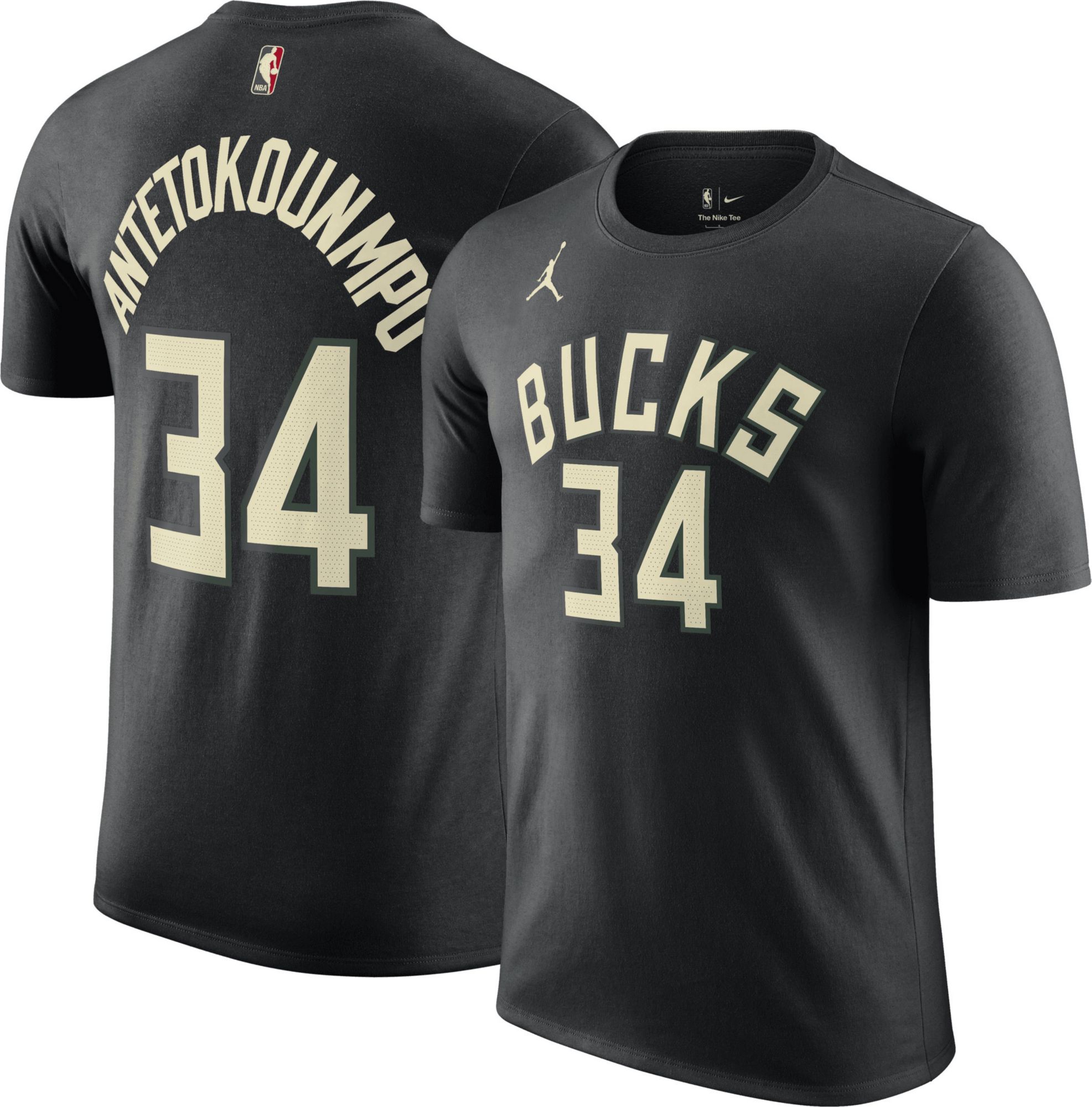 Jordan Men's Milwaukee Bucks Giannis Antetokounmpo #34 Black T