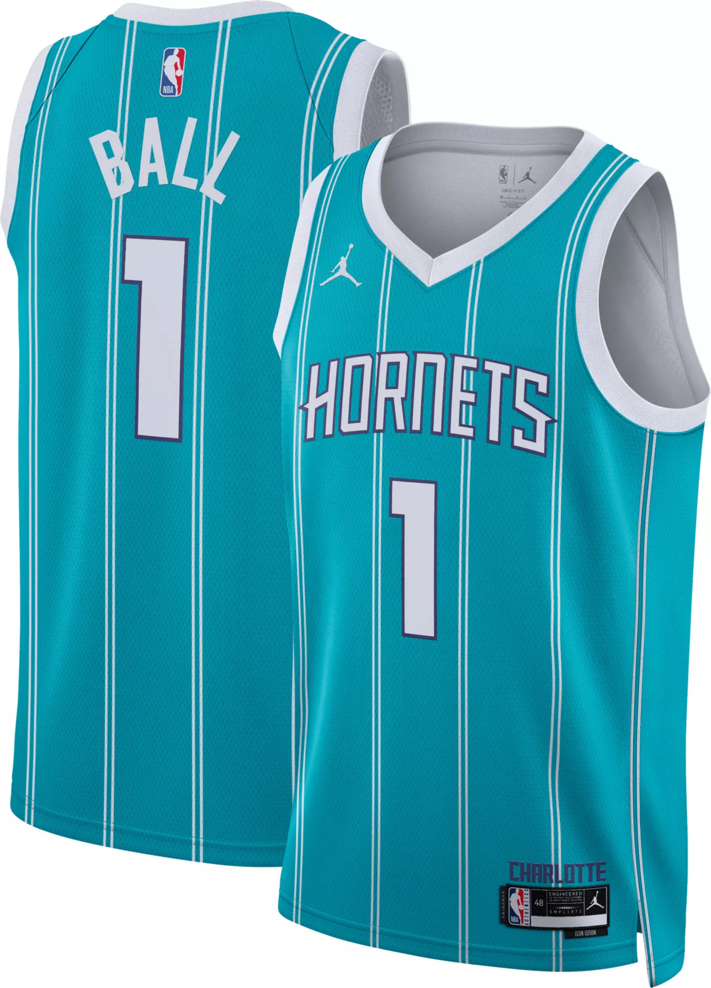 Nike Adult Charlotte Hornets LaMelo Ball #1 Teal Swingman Icon Jersey