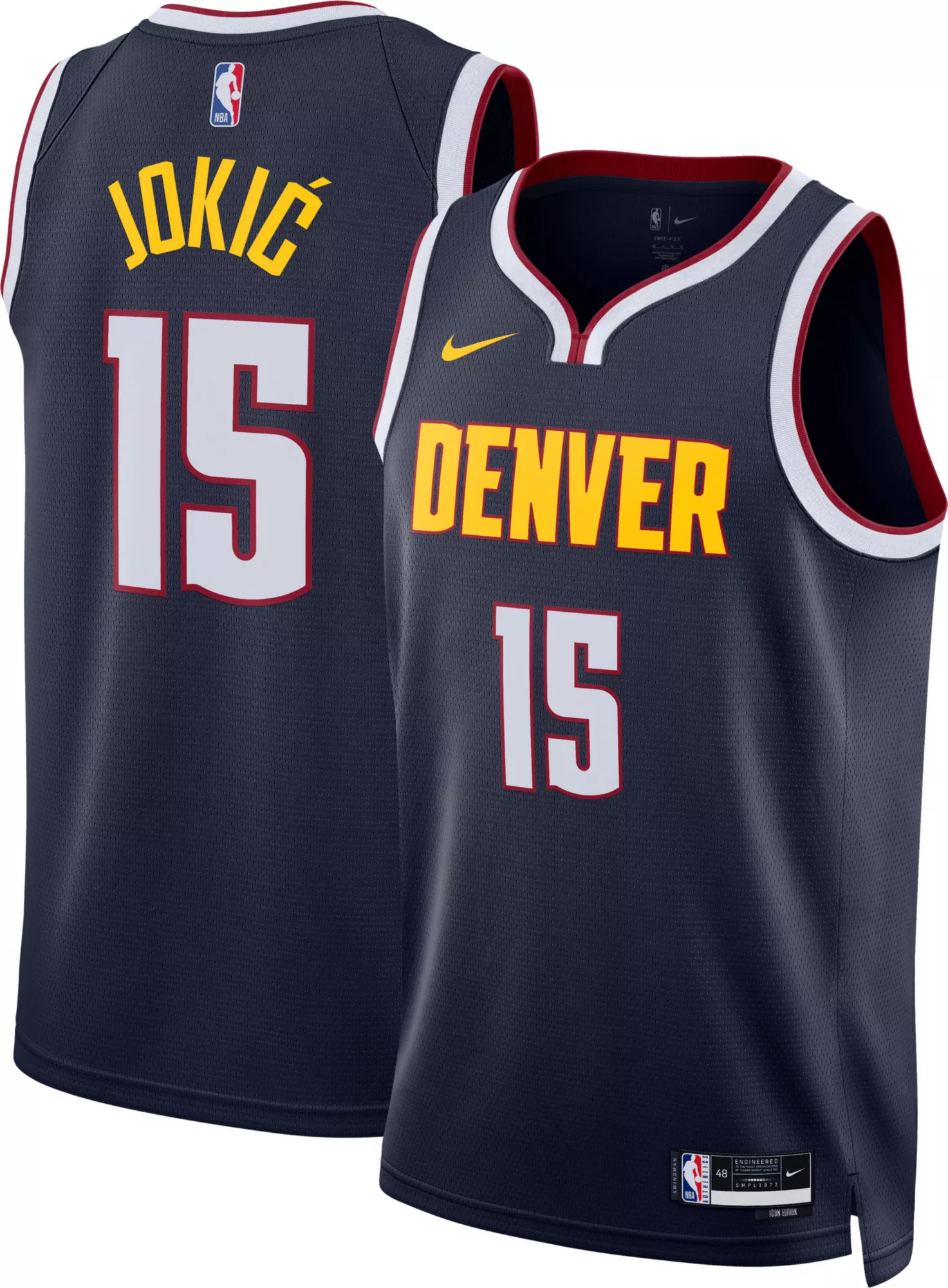Nike Adult Denver Nuggets Nikola Jokic #15 Swingman Icon Jersey