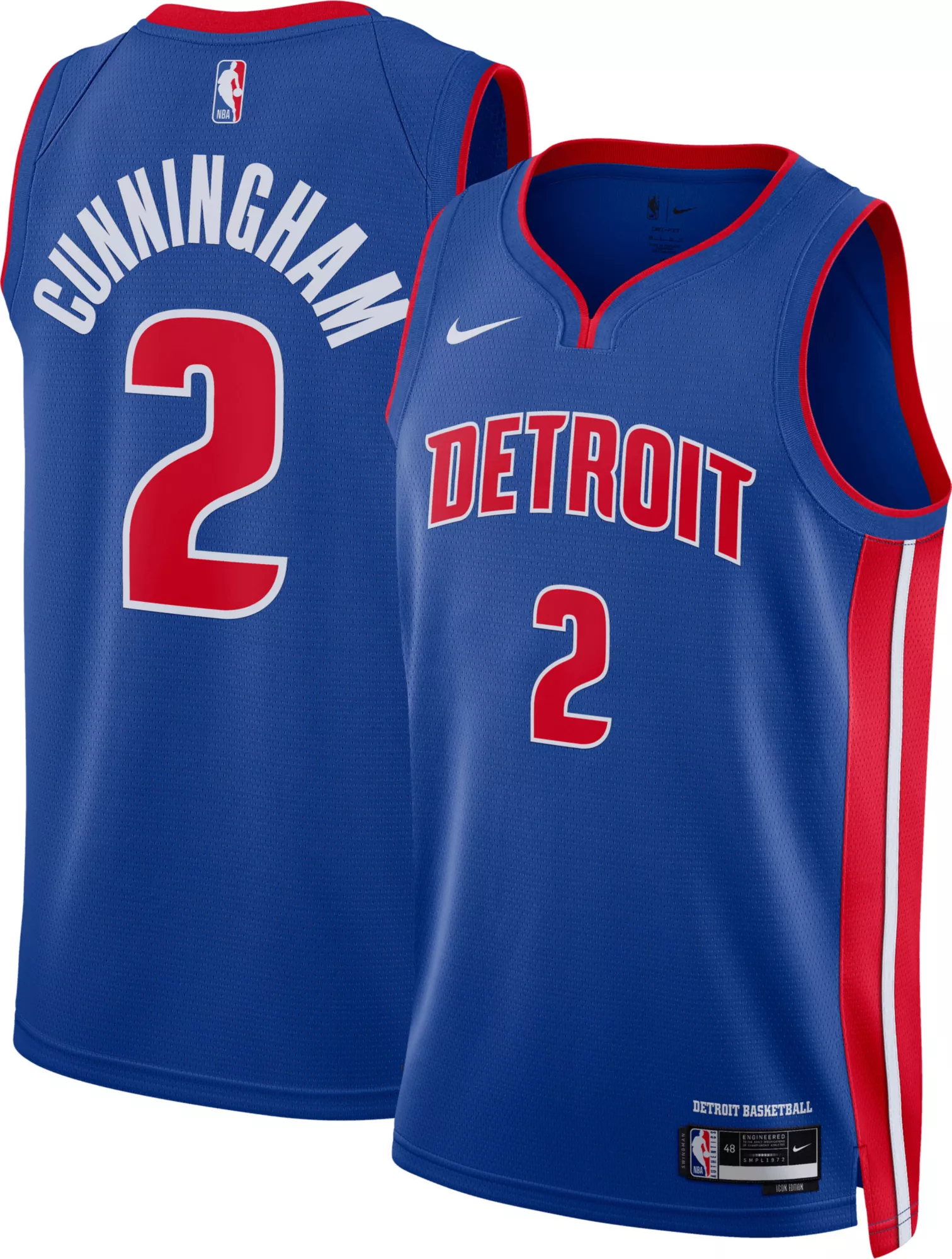 Nike Adult Detroit Pistons Cade Cunningham #2 Swingman Icon Jersey