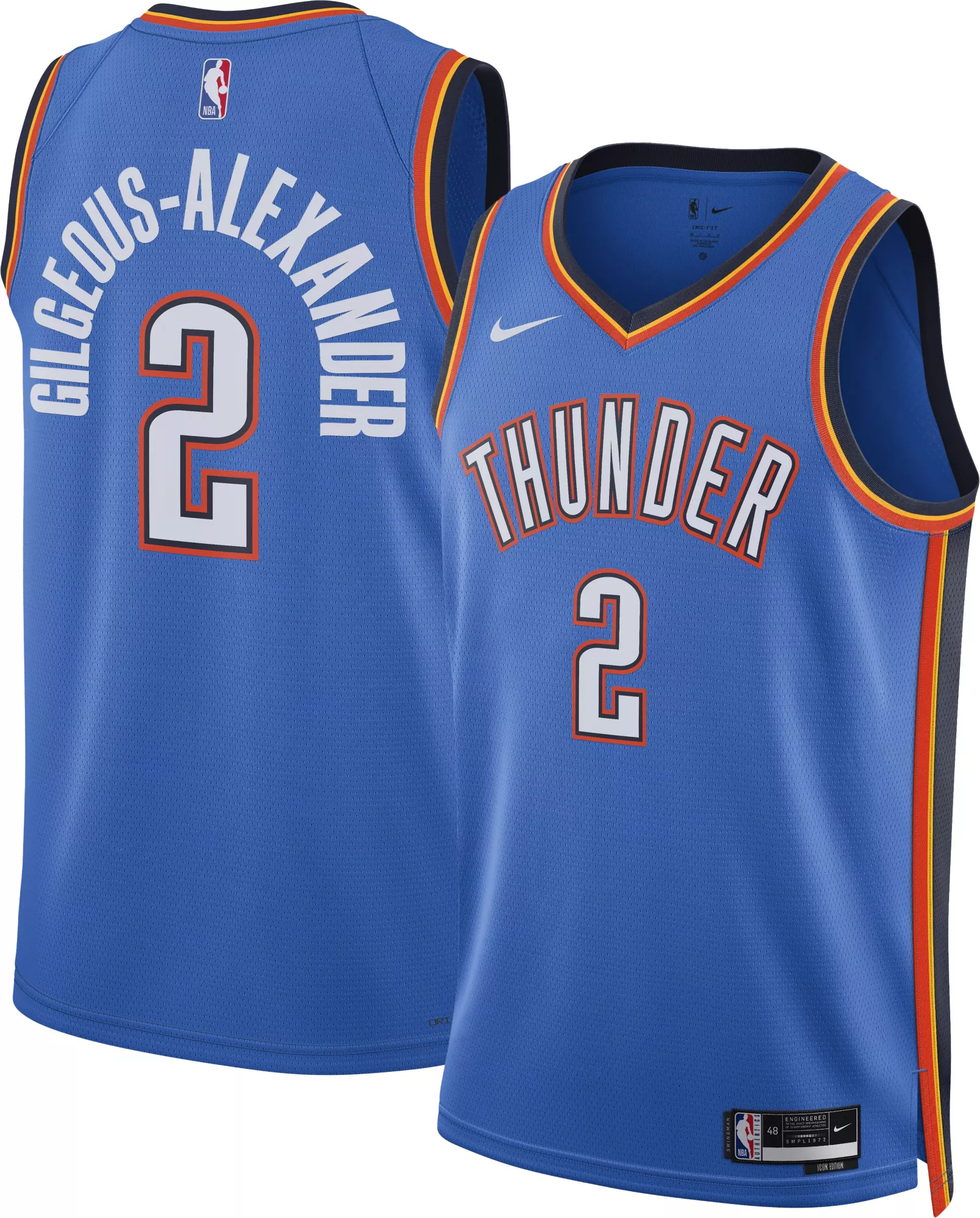 Nike Adult Oklahoma City Thunder Shai Gilgeous-Alexander #2 Swingman Icon Jersey
