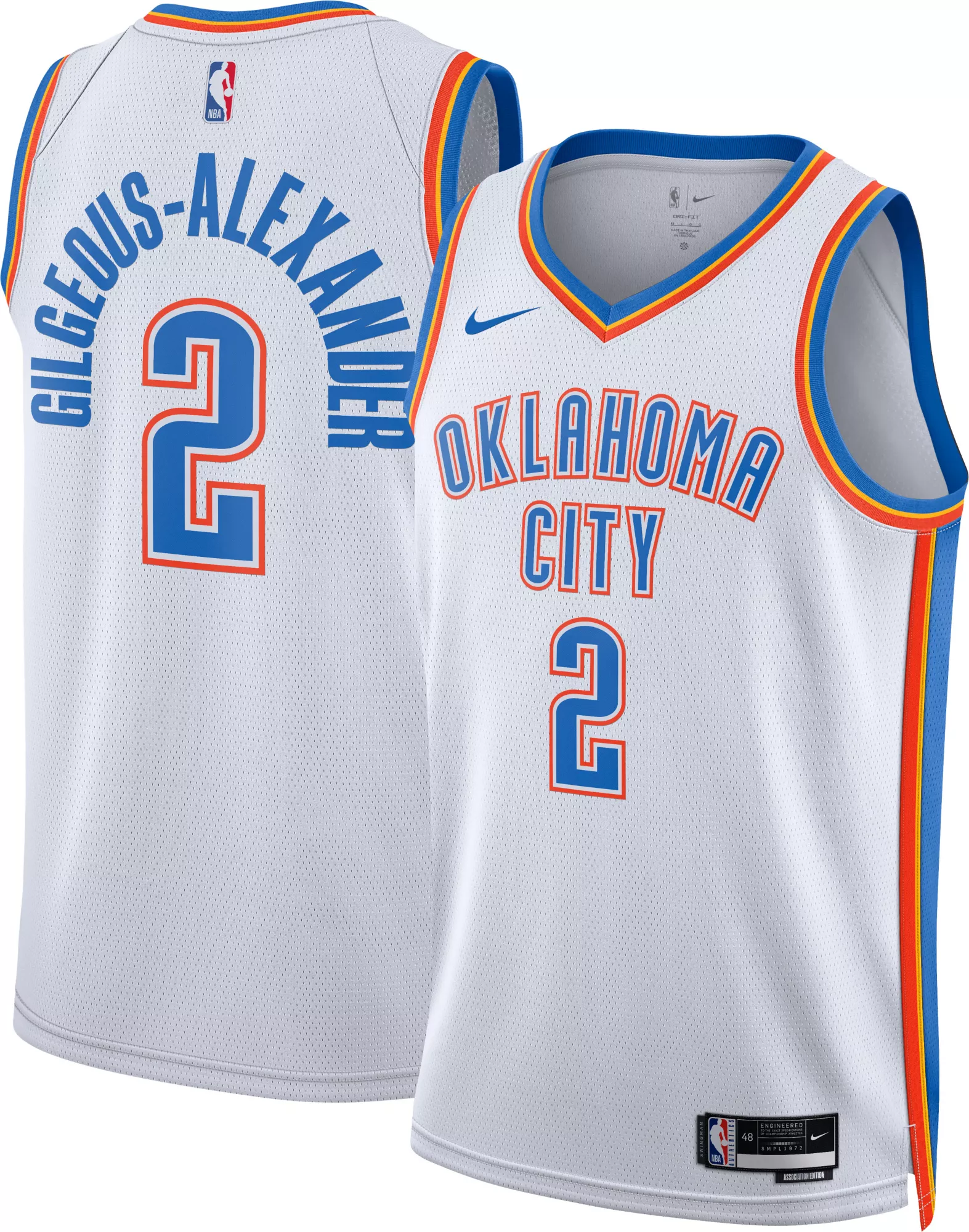 Nike Adult Oklahoma City Thunder Shai Gilgeous-Alexander #2 Swingman Association Jersey
