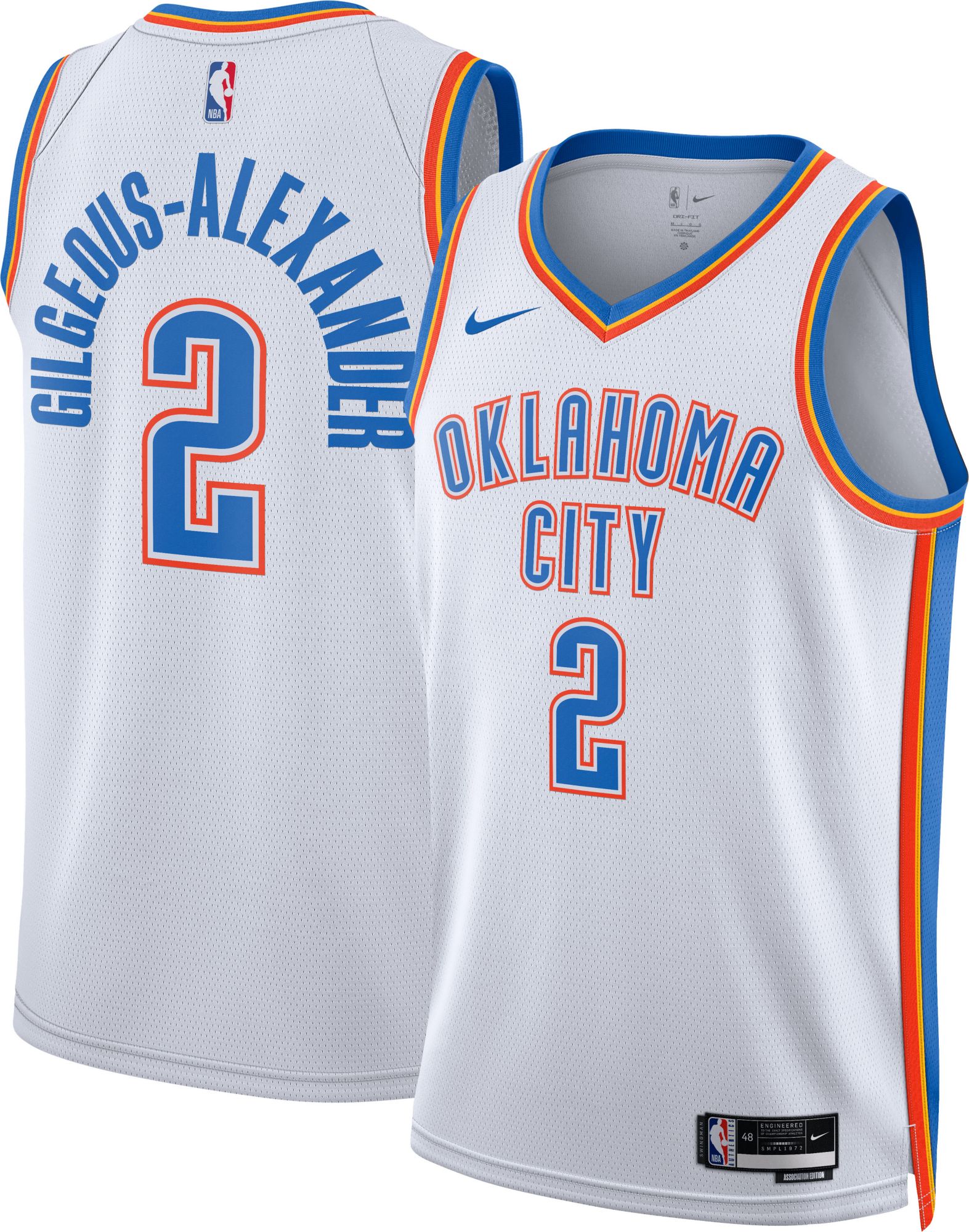 ウェア Nike Oklahoma City Thunder Gilgeous- 22NIKMNBTHNDRWHTGOKCA_is
