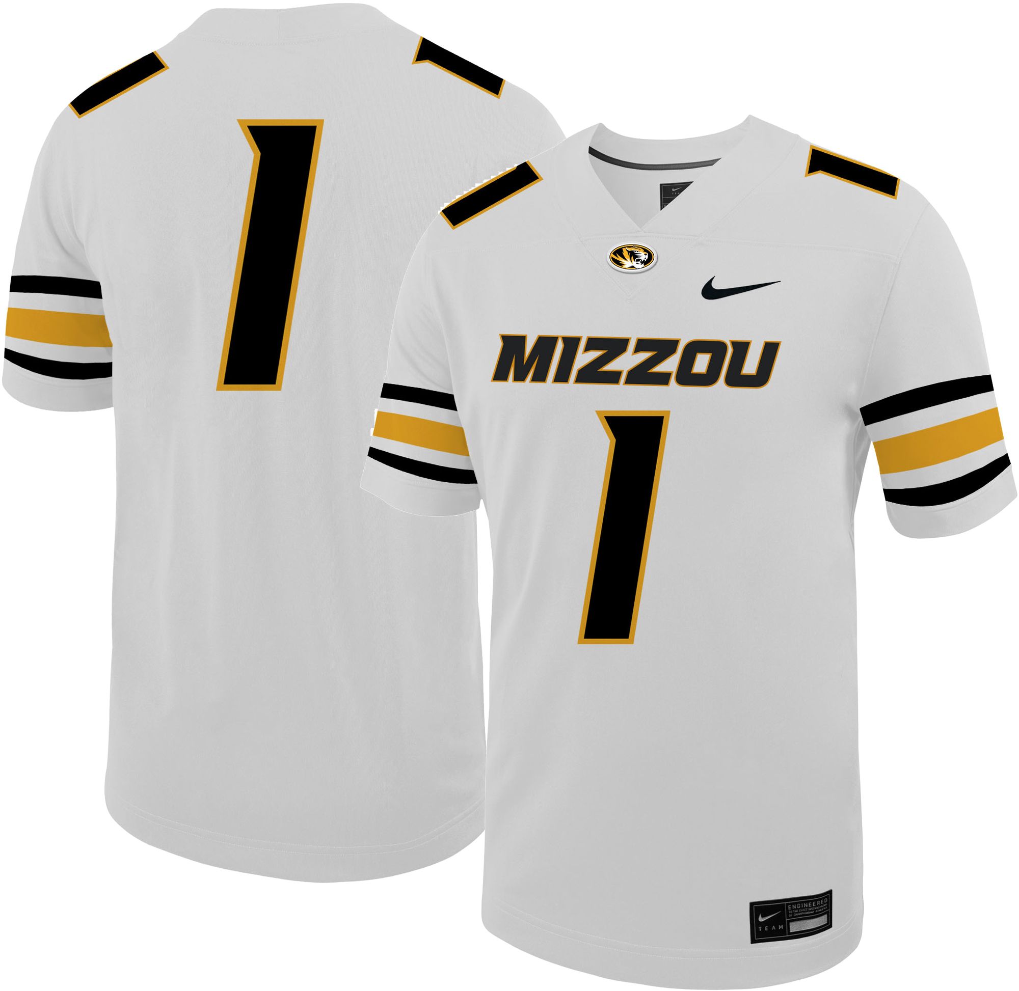 Nike Men's Missouri Tigers #1 White Untouchable Game Football