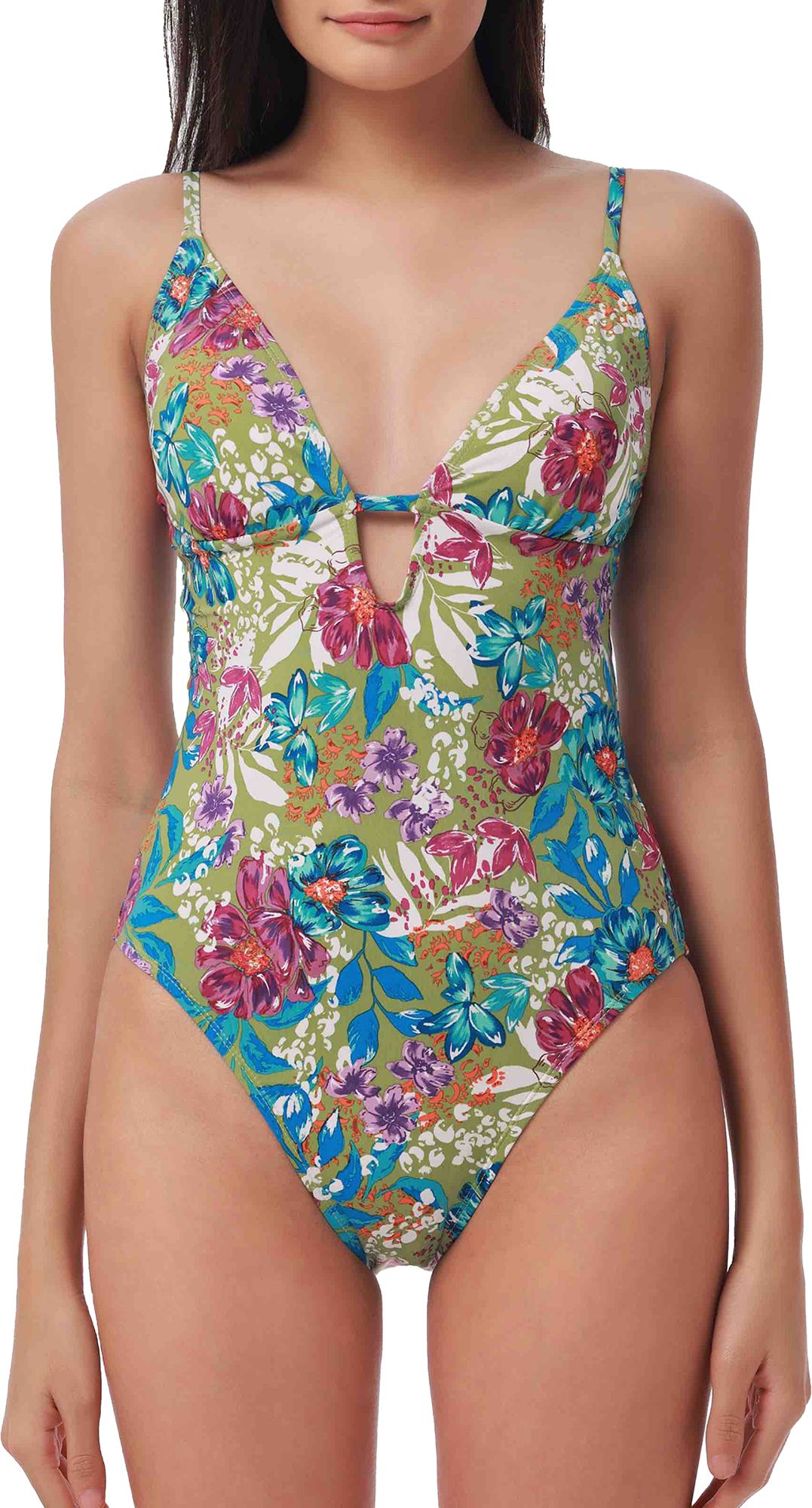 Lucky Brand Women's Shoreline Charm Plunge One-Piece