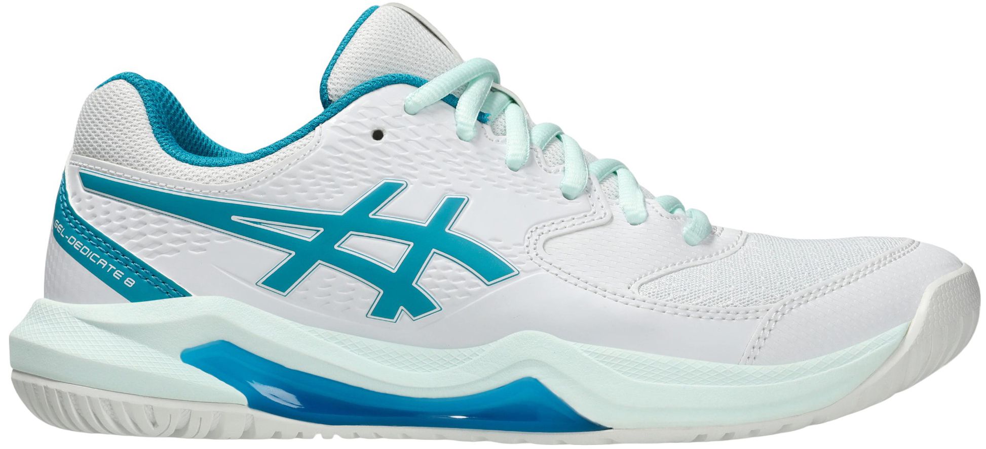 ASICS Women s Gel Dedicate 8 Tennis Shoes White Teal Blue Size 8