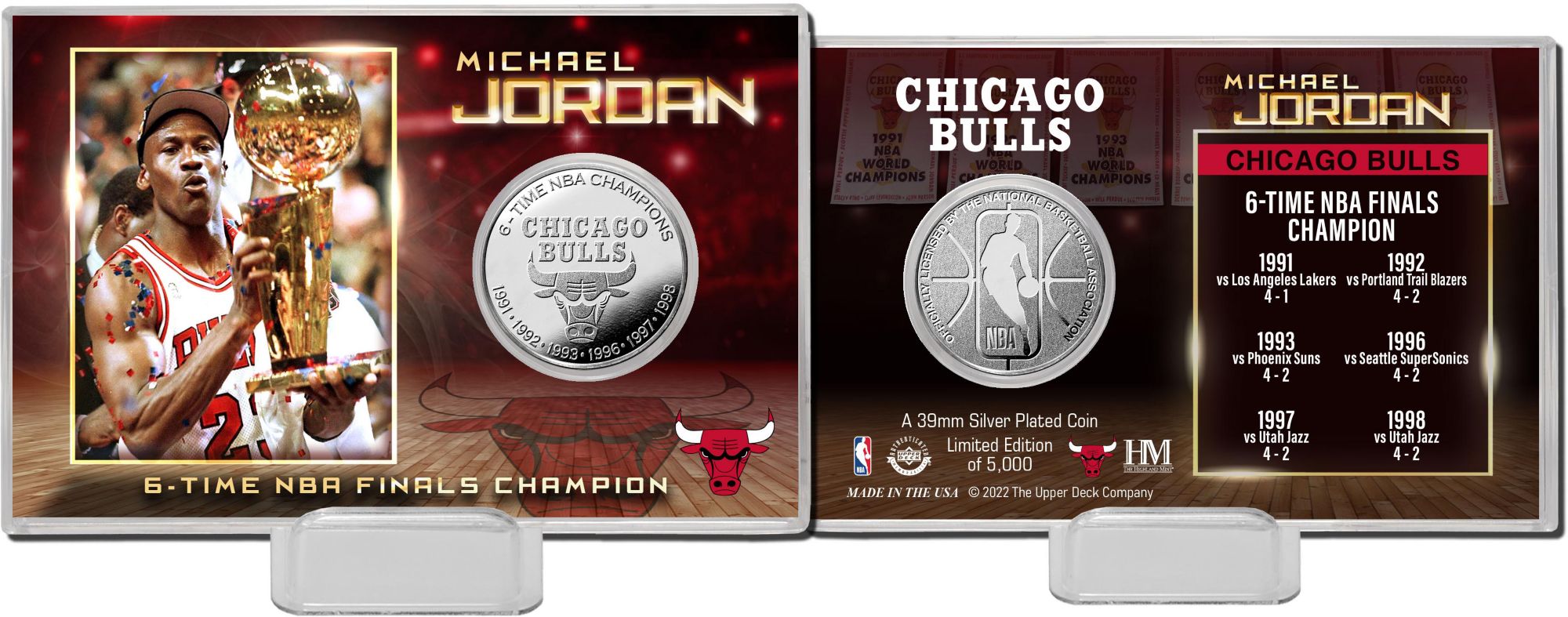 Highland Mint Chicago Bulls Michael Jordan 6x Champions Silver