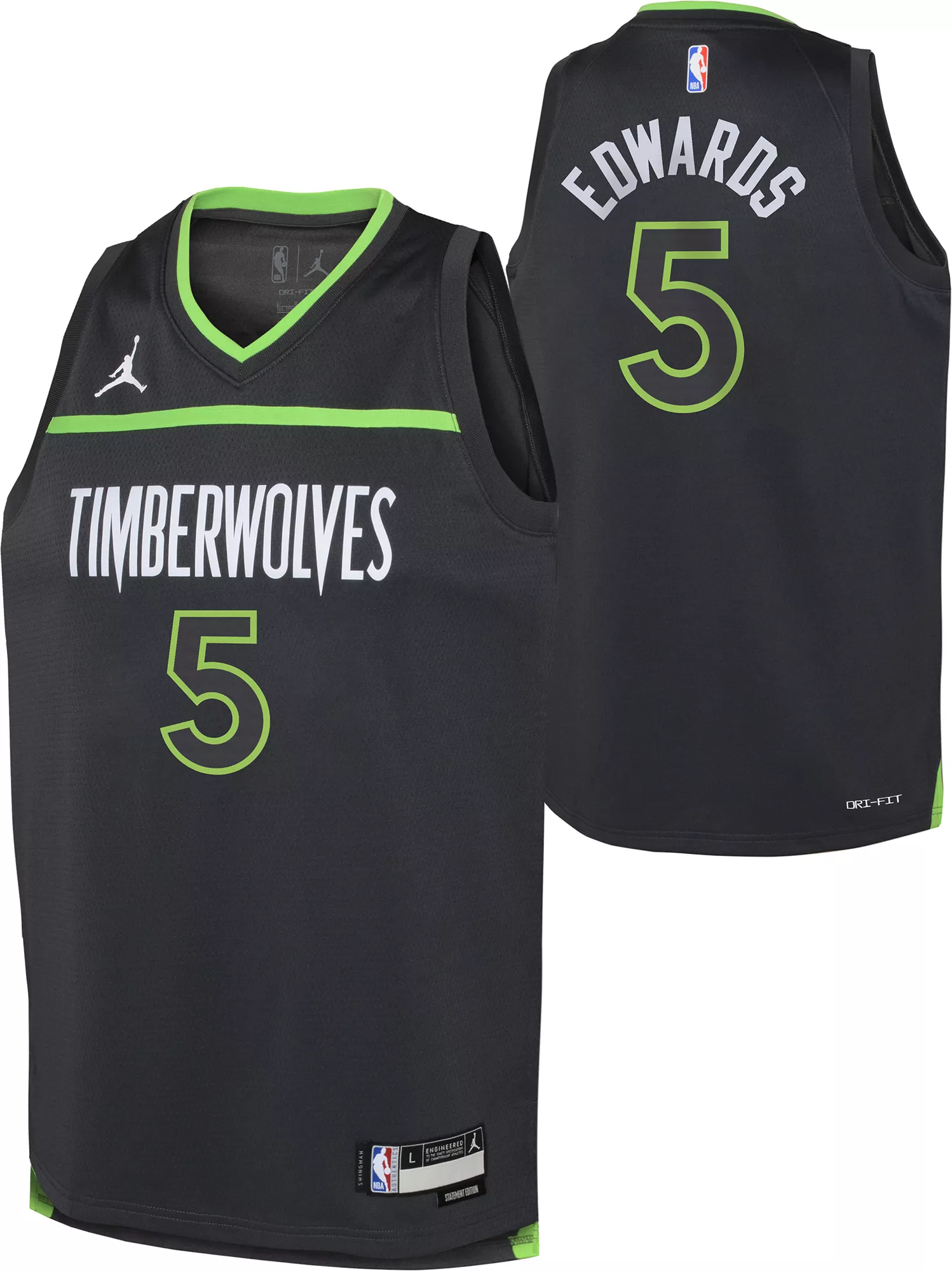 Jordan Youth Minnesota Timberwolves Anthony Edwards #1 Grey Swingman Statement Jersey
