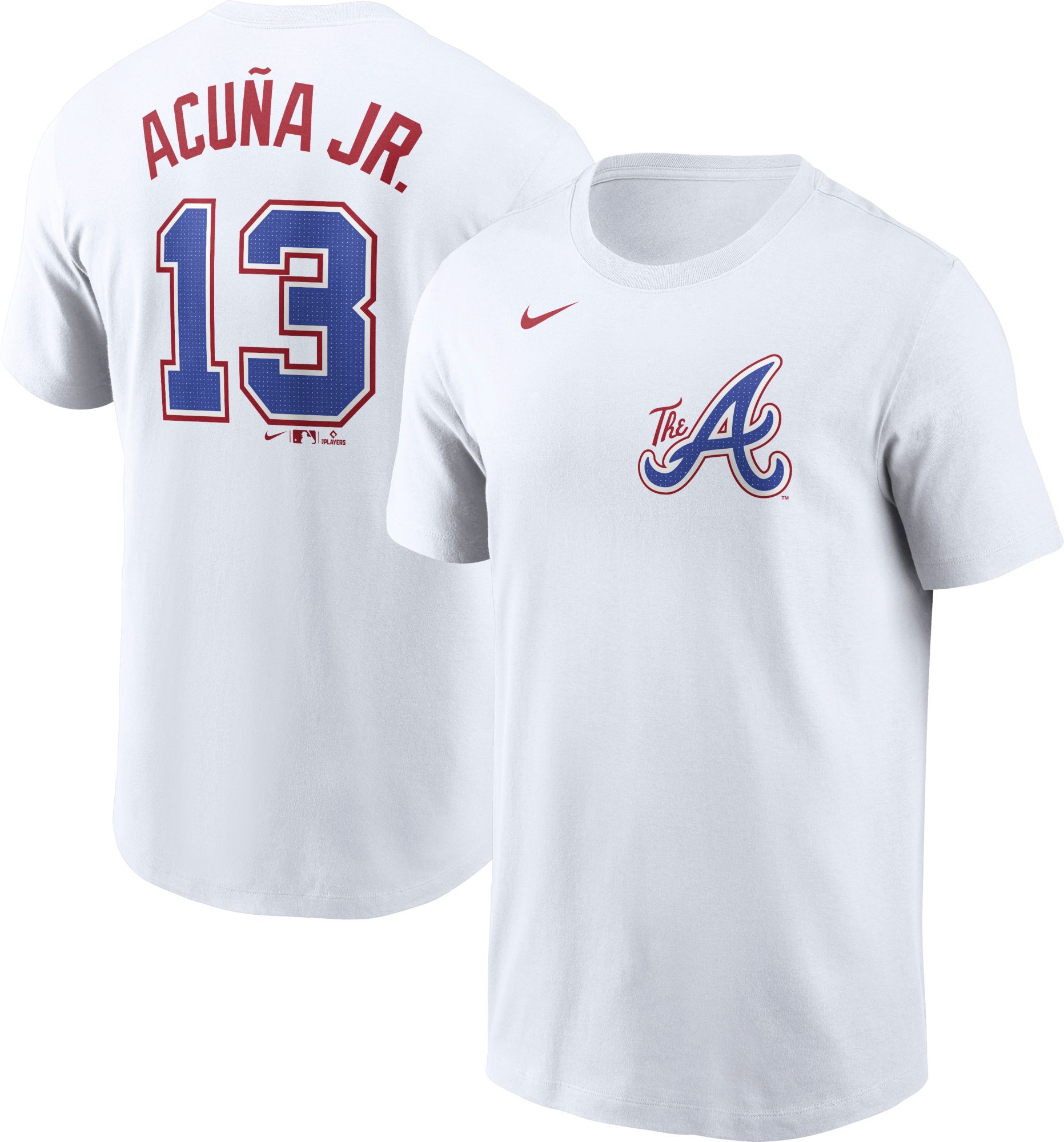 Nike Men's Atlanta Braves Ronald Acuña Jr. #13 White T-Shirt