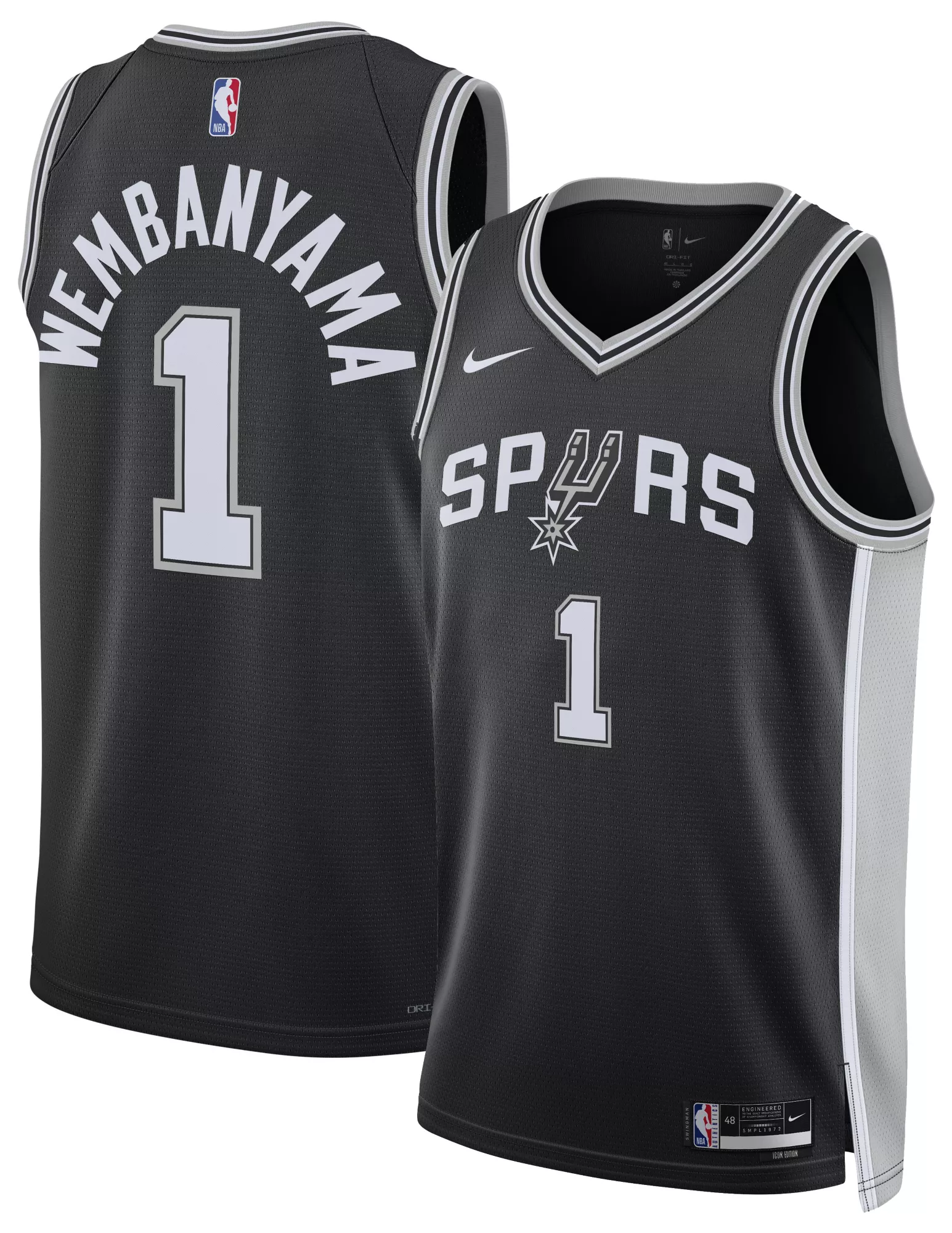 Nike Adult San Antonio Spurs Victor Wembanyama #1 Swingman Icon Jersey