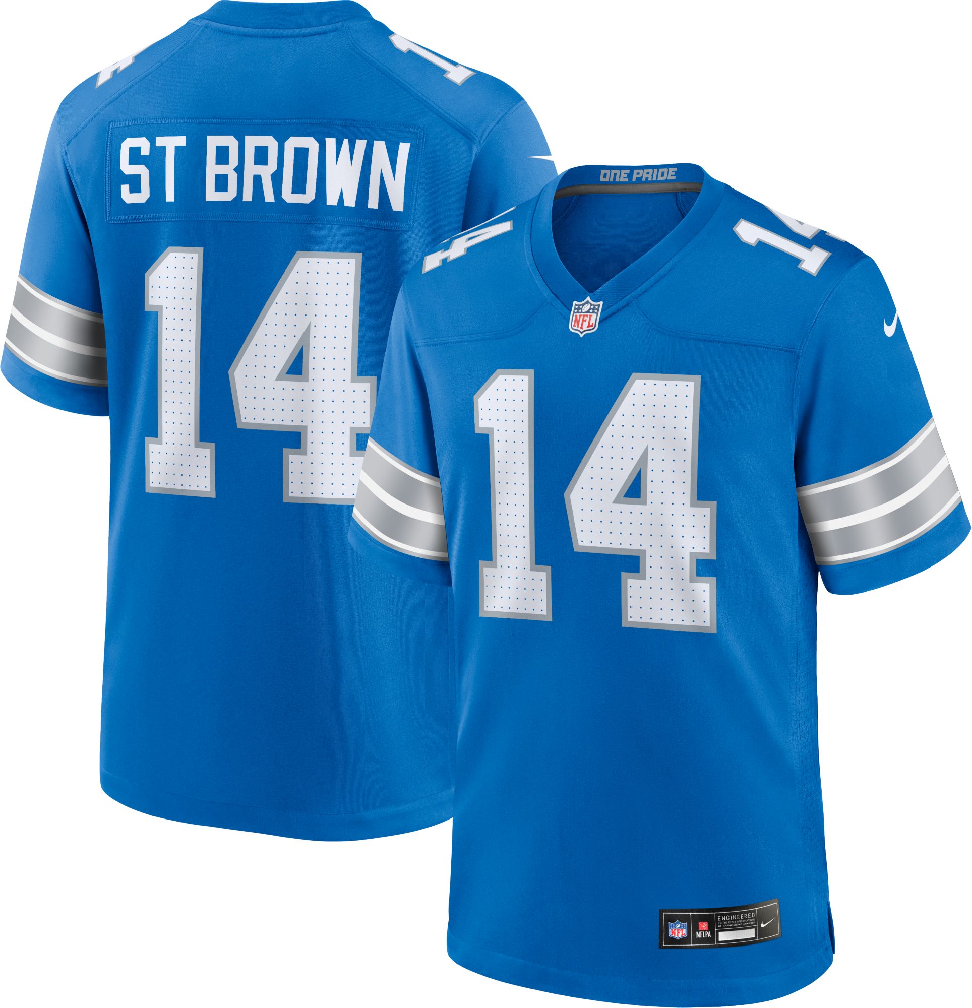 【陸上】サニブラウン　Team Hakim ユニフォーム　Lサイズ 青 Nike Men's Detroit Lions Amon-Ra St. Brown #14 Blue Game Jersey