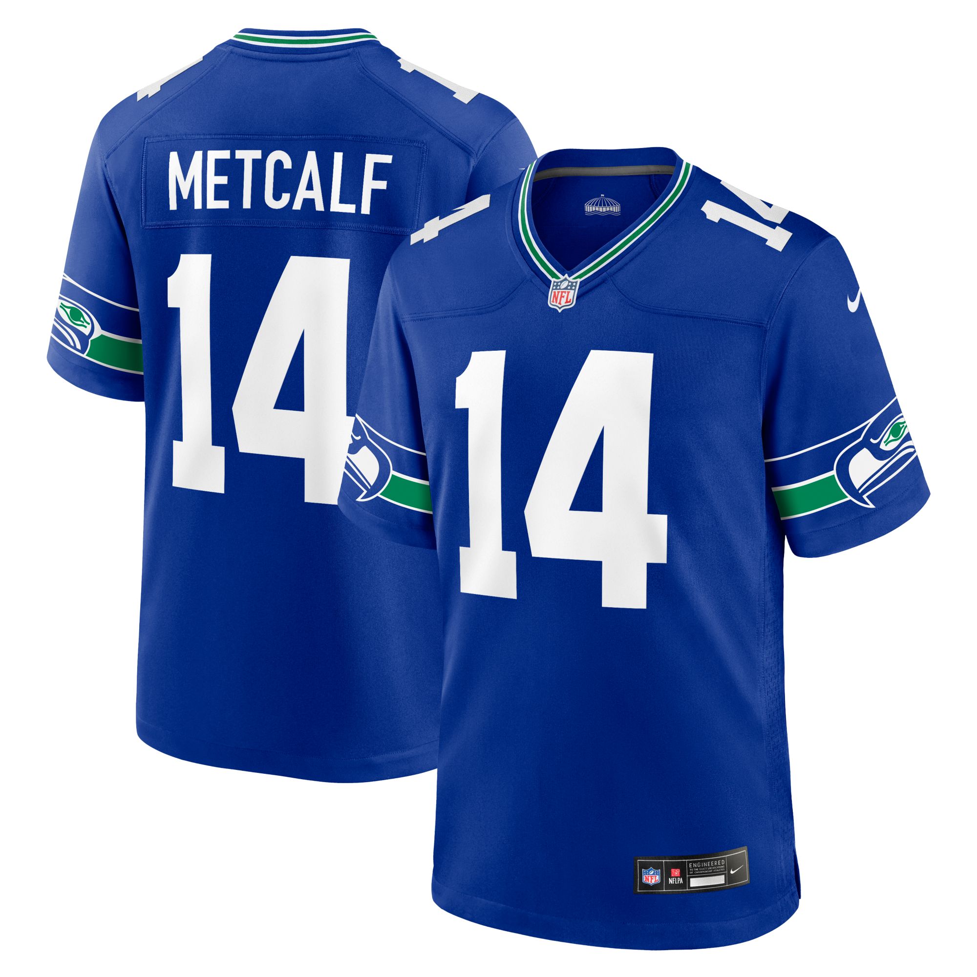 Nike Men s Seattle Seahawks DK Metcalf 14 Alternate Blue Game Jersey Dick s Sporting Goods