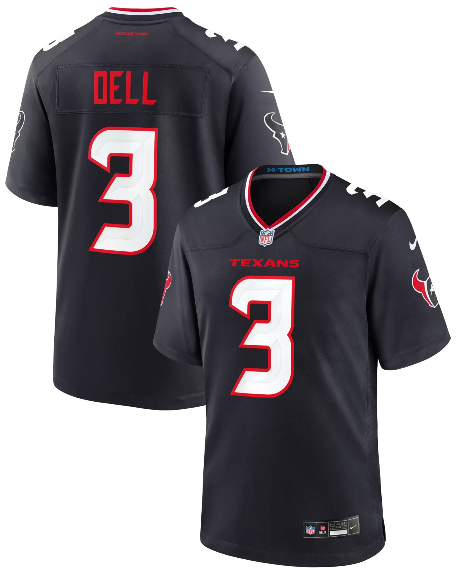 Nike Men's Houston Texans Tank Dell #3 Navy Game Jersey