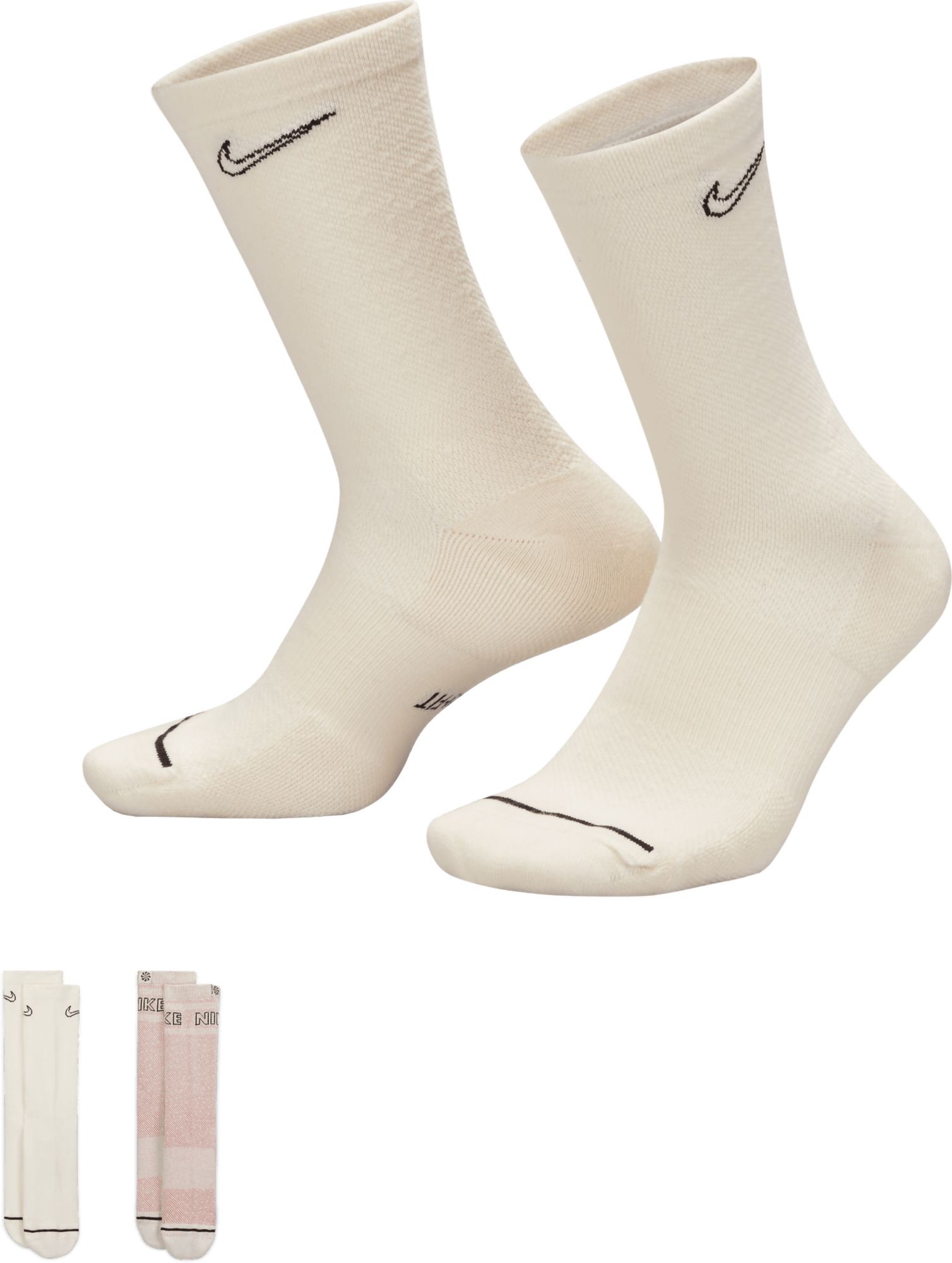 【Nike】Nike Everyday Plus Cushioned Crew Socks (2 Pairs) Nike Everyday Plus Undyed Cushioned Crew Socks - 2 Pack