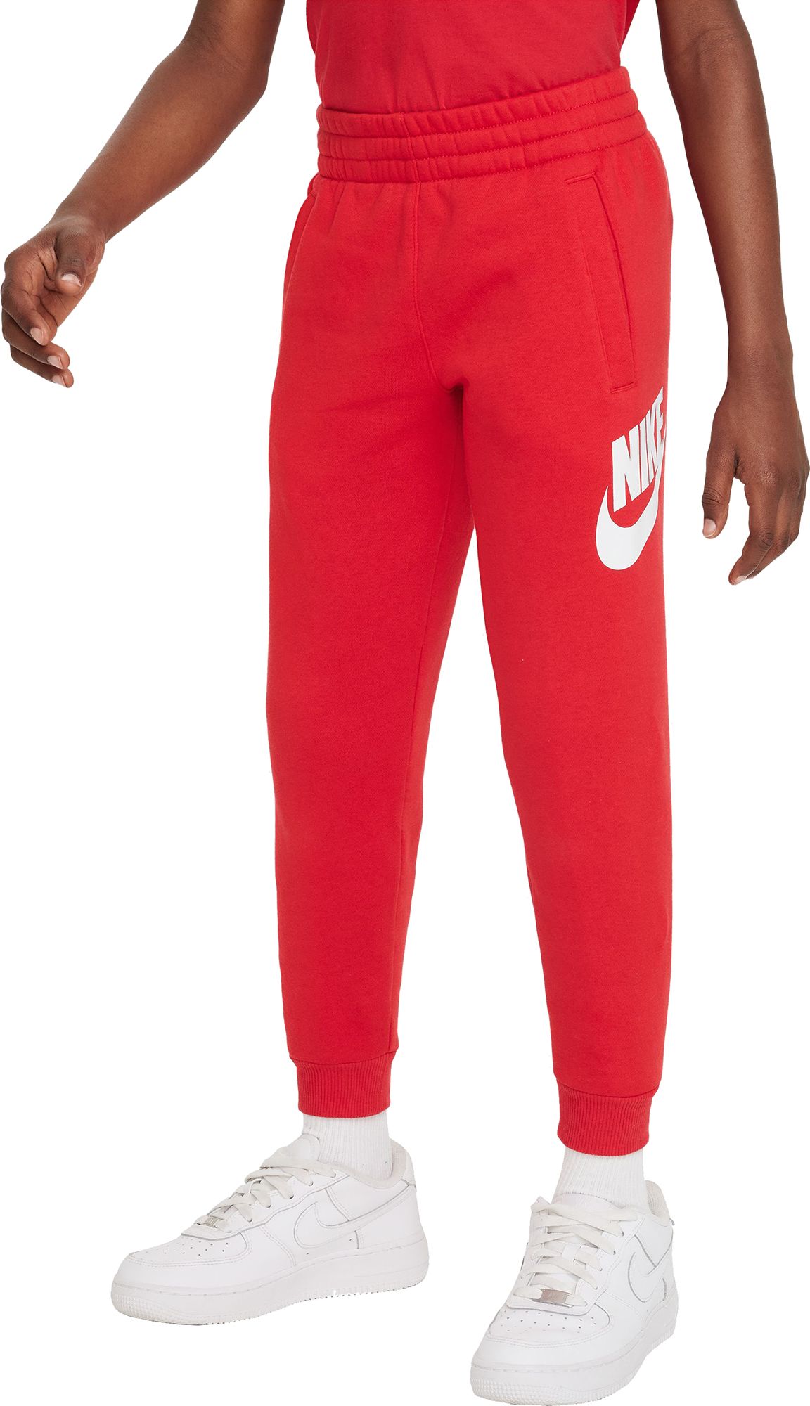 Red and white nike joggers on sale