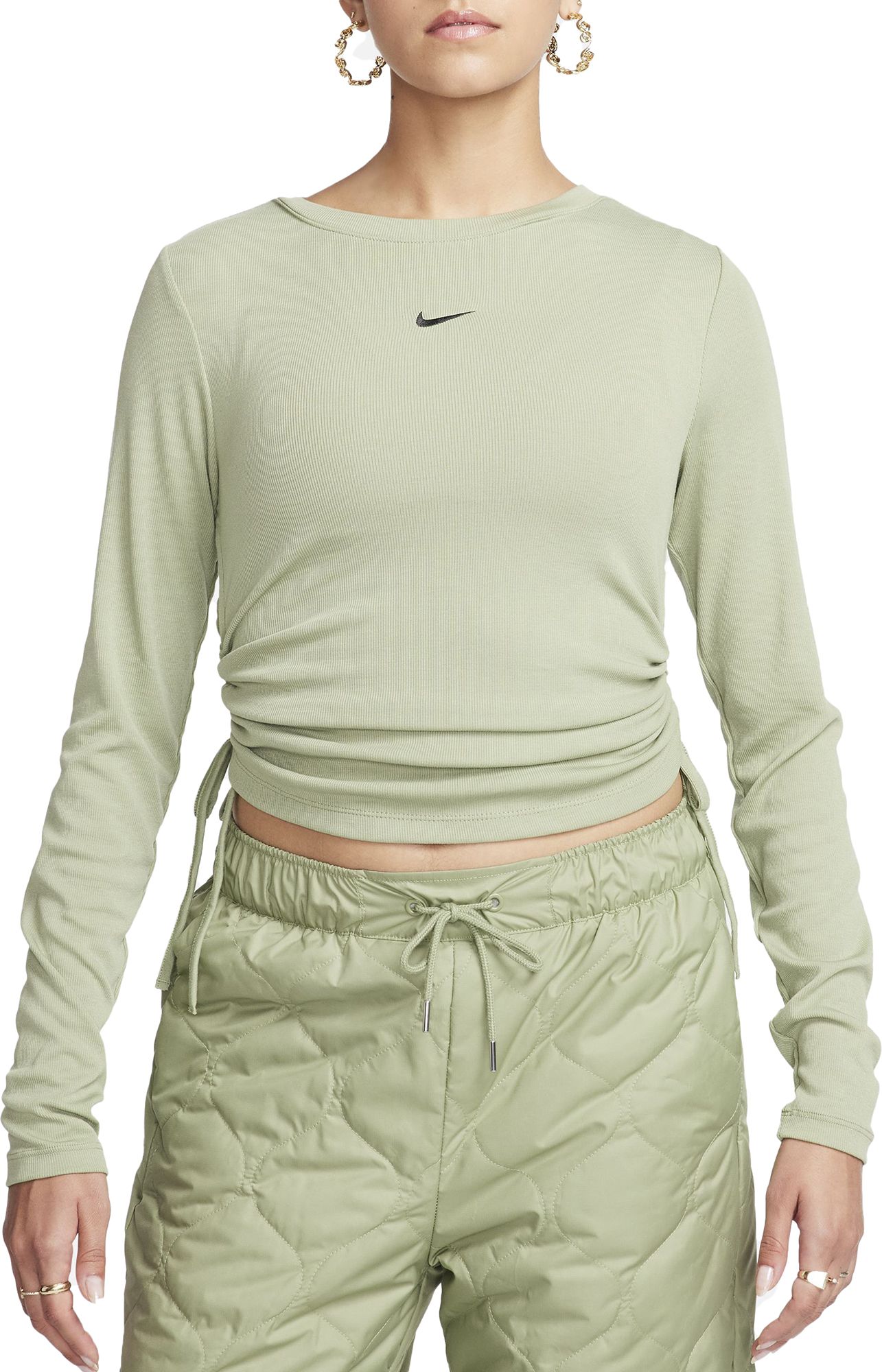 Nike Green Logo Long online Sleeve Crop T-shirt