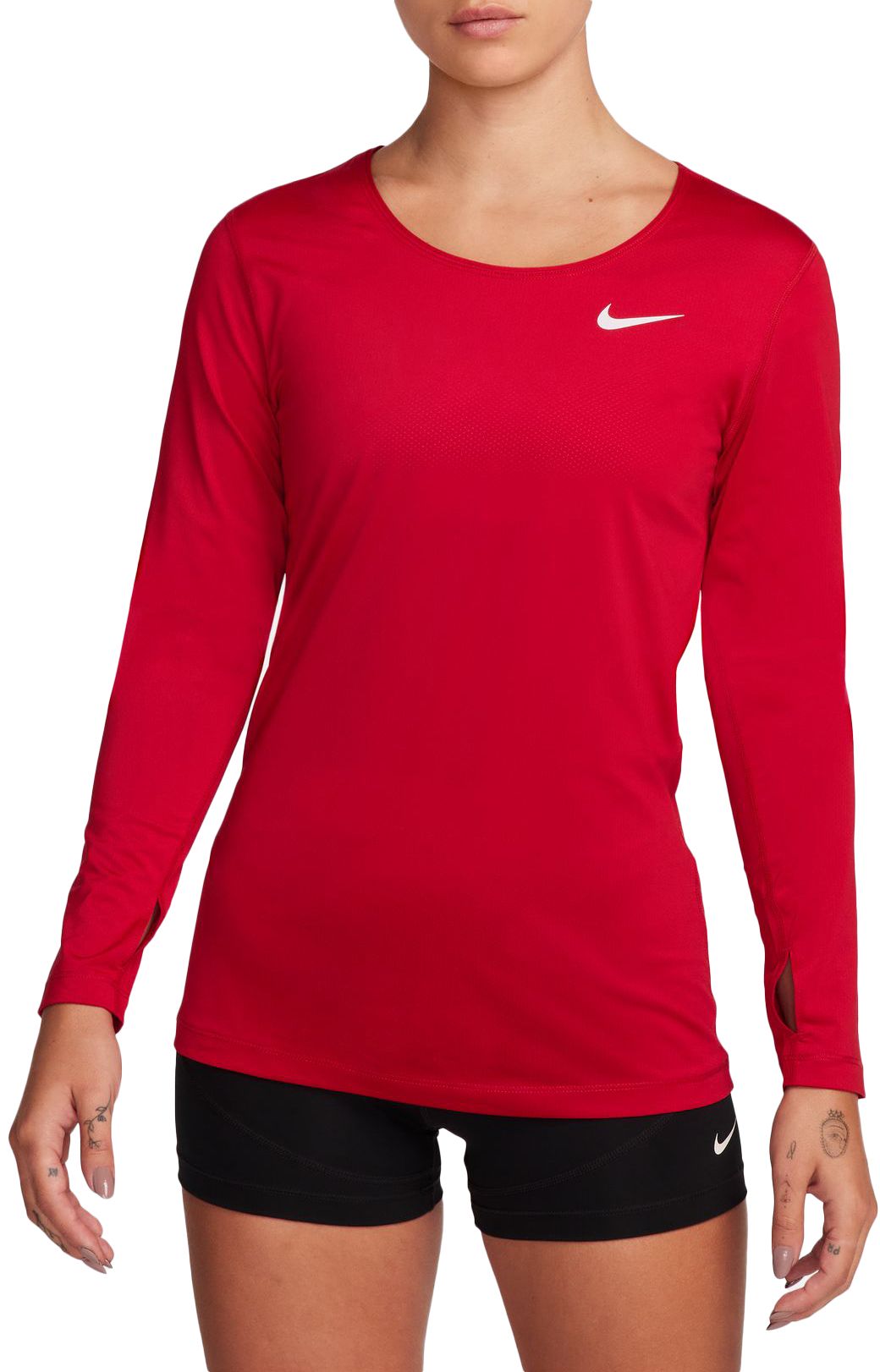 Nike Women s Pro Long Sleeve Top Medium Gym Red