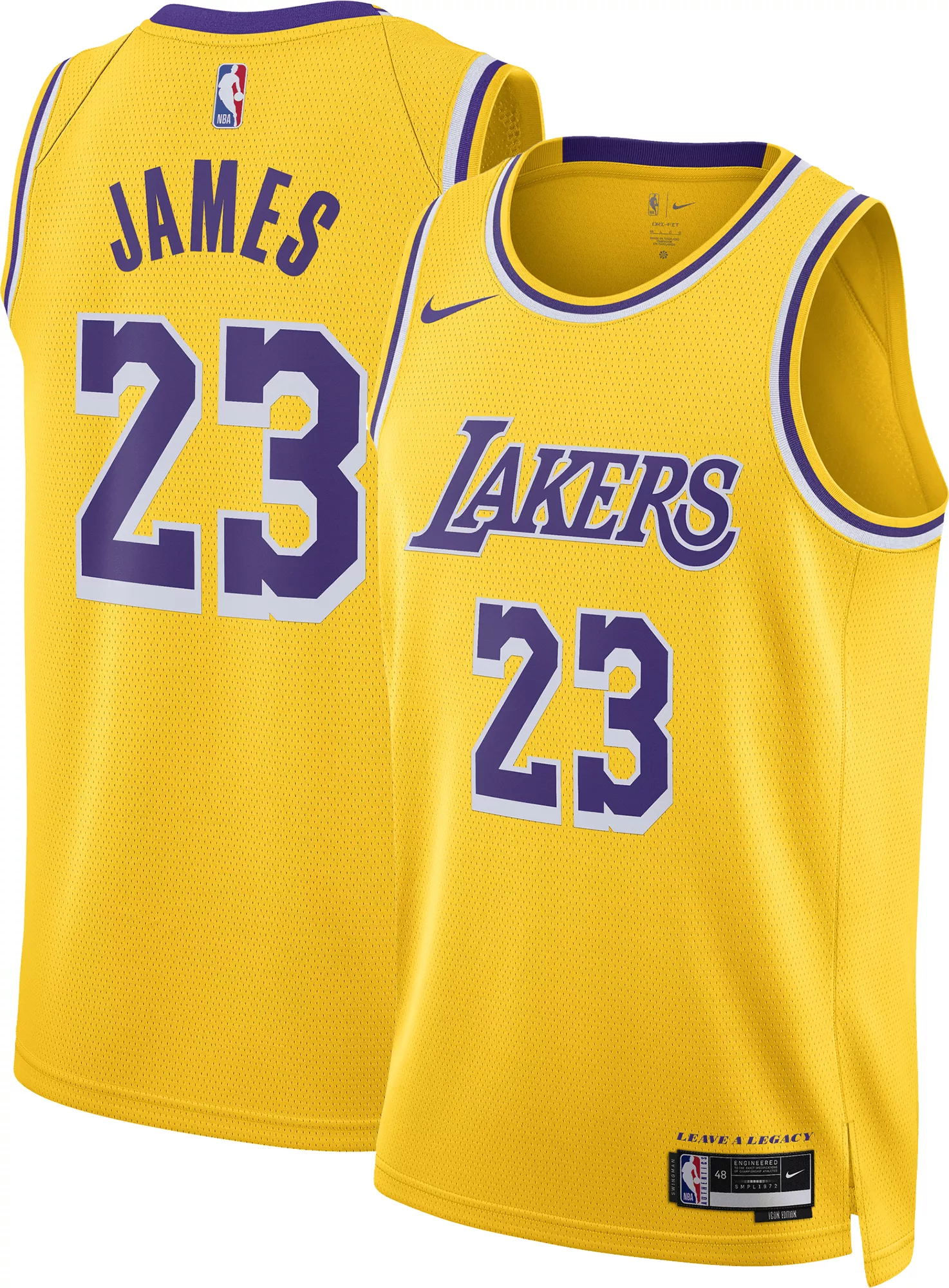 Nike Youth Los Angeles Lakers LeBron James #23 Yellow Swingman Icon Jersey
