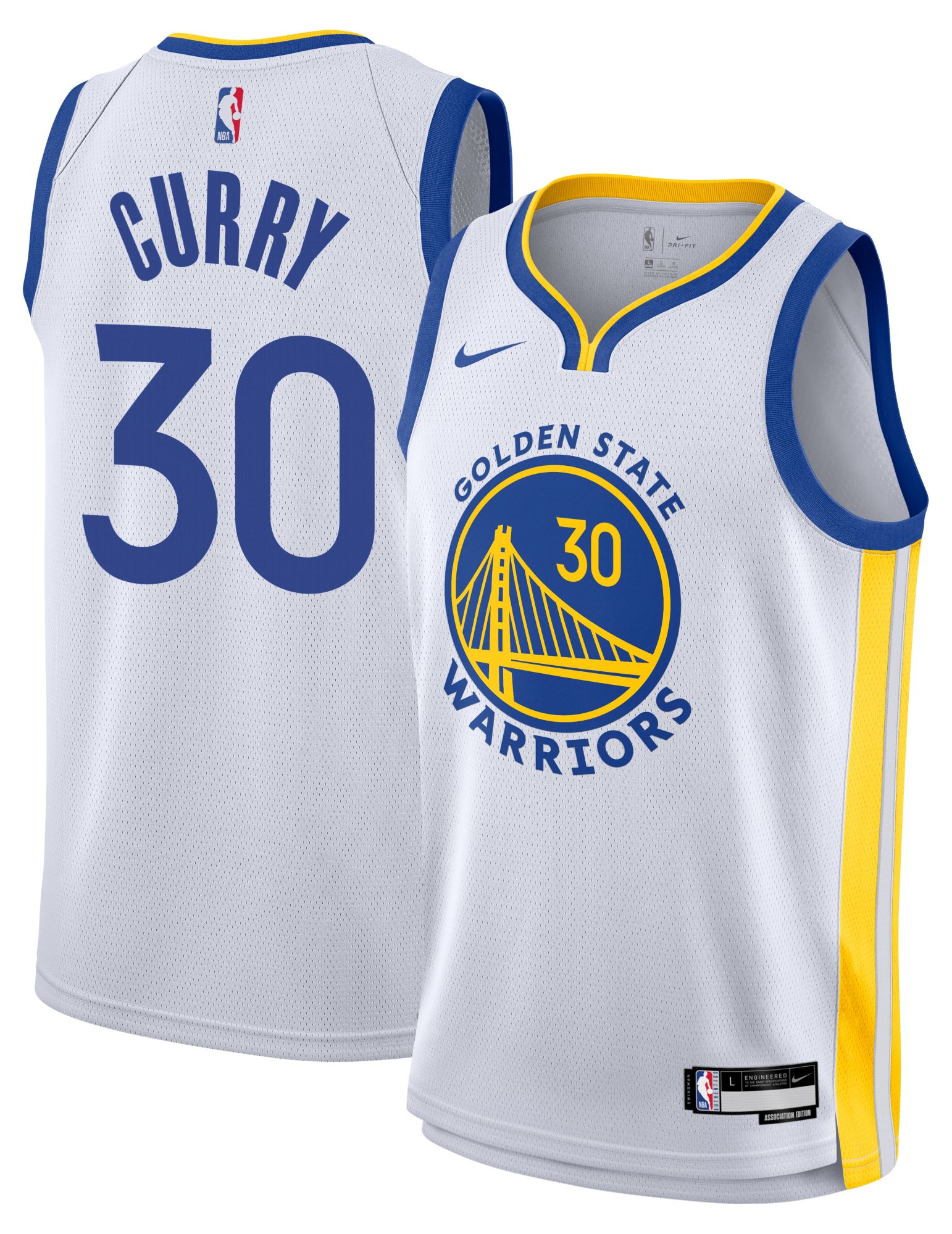Nike Youth Golden State Warriors Steph Curry #30 White Swingman