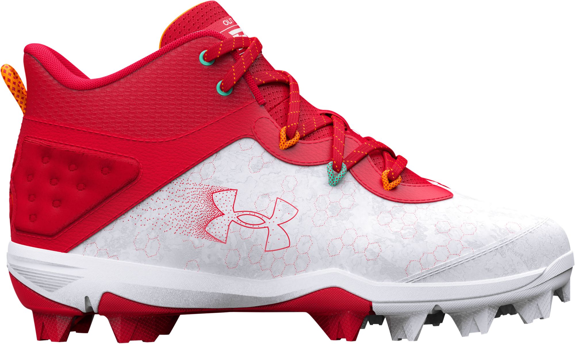 Under Armour Boys Harper 8 Mid RM Jr. Baseball Cleats Red 5.5