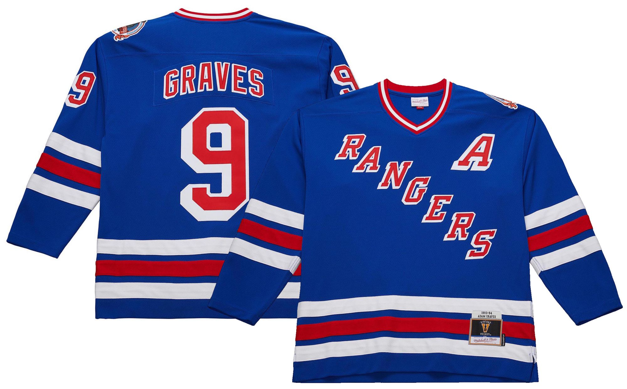 激レア 美品 1994年 当時もの  キーパーシャツ 日立製作所 Mitchell & Ness Men's New York Rangers Adam Graves #9 1993 Vintage