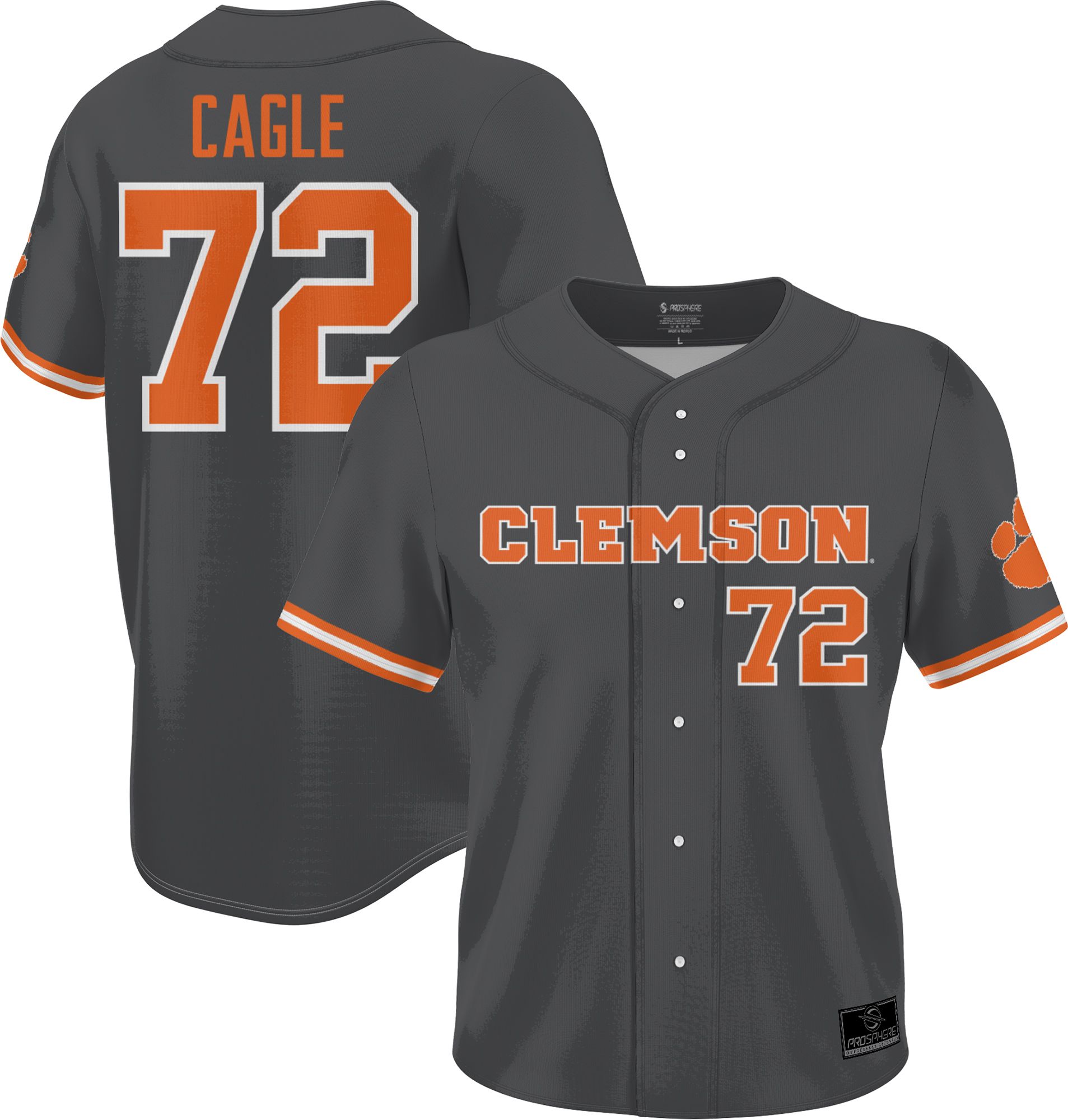 ProSphere Men's Clemson Tigers #72 Grey Valerie Cagle Full
