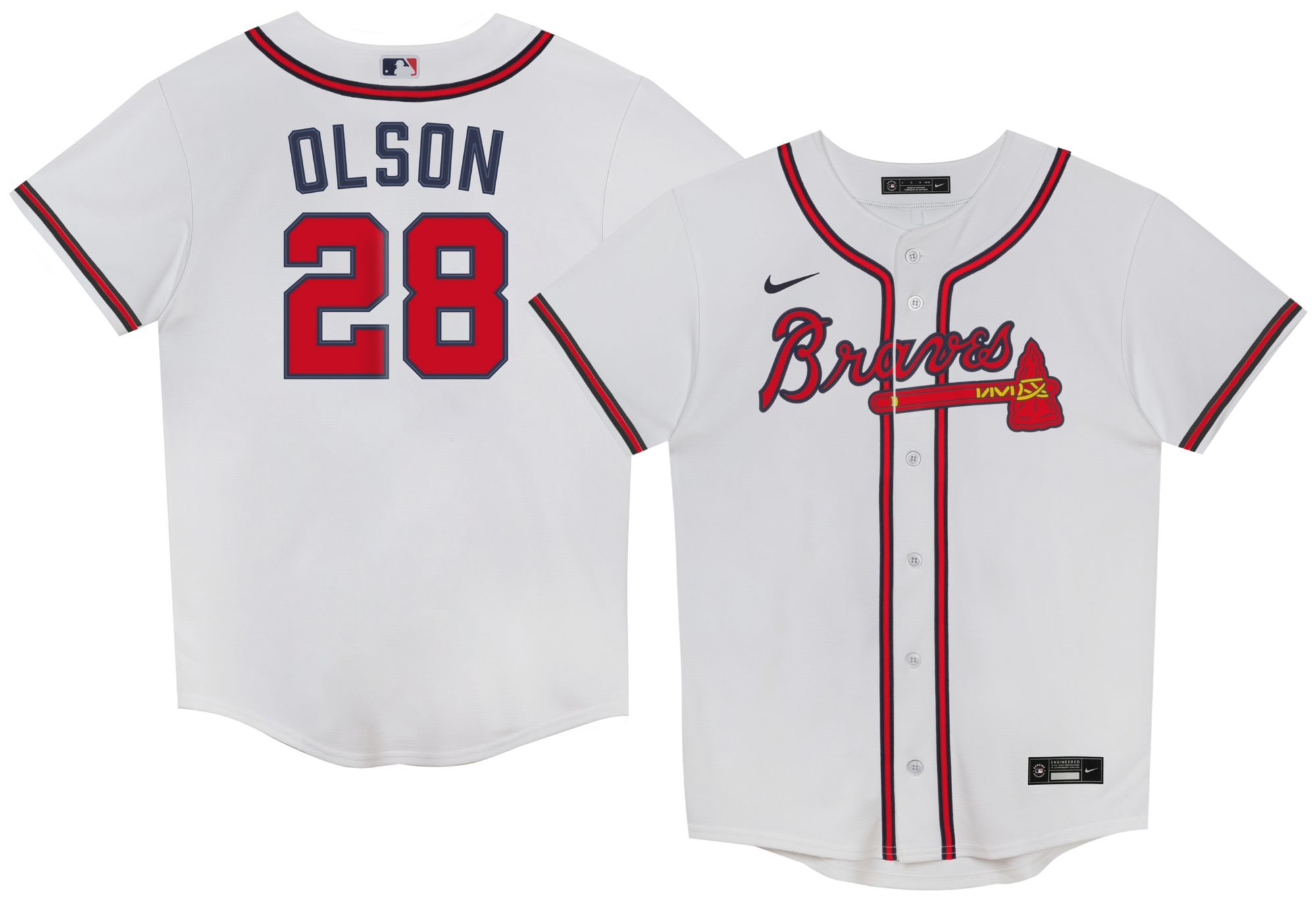 Portie 野球ユニフォーム5点セット 赤白(大きいサイズ) Nike Little Kids' Atlanta Braves White Matt Olson #28 Replica