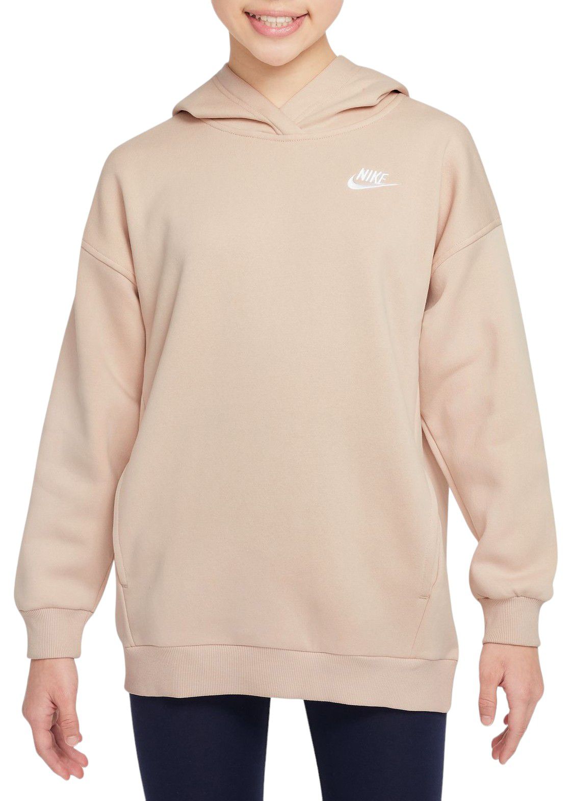 Nike Girls' Sportswear Oversized Club Fleece Pullover Hoodie