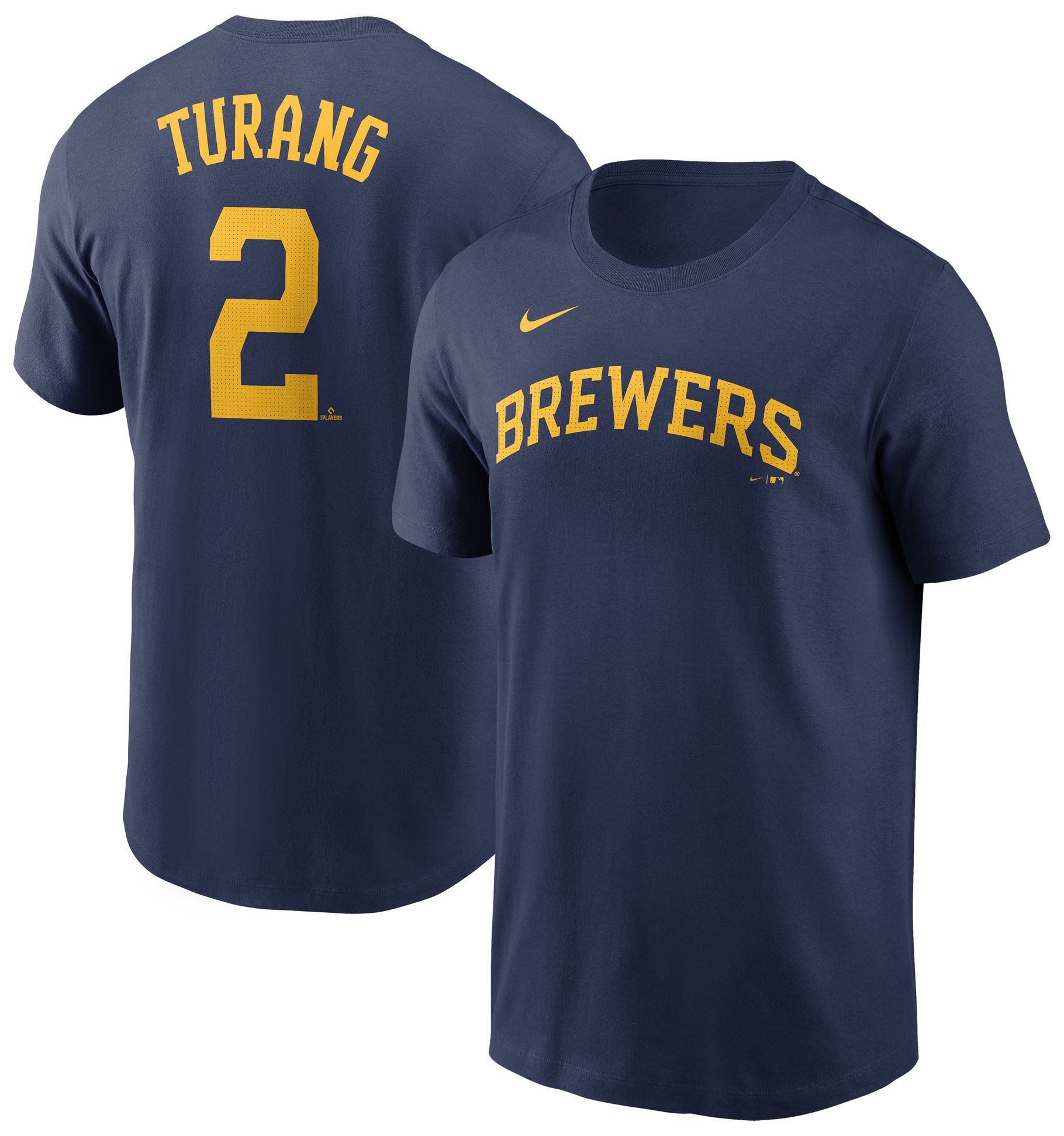 Nike Adult Milwaukee Brewers Brice Turang #2 Navy T-Shirt | Dick's