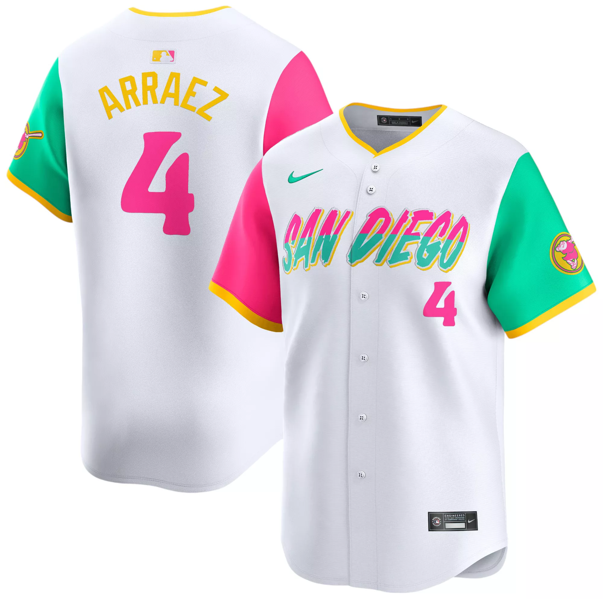 Nike Adult San Diego Padres Luis Arraez #4 City Connect White Blue Limited Jersey