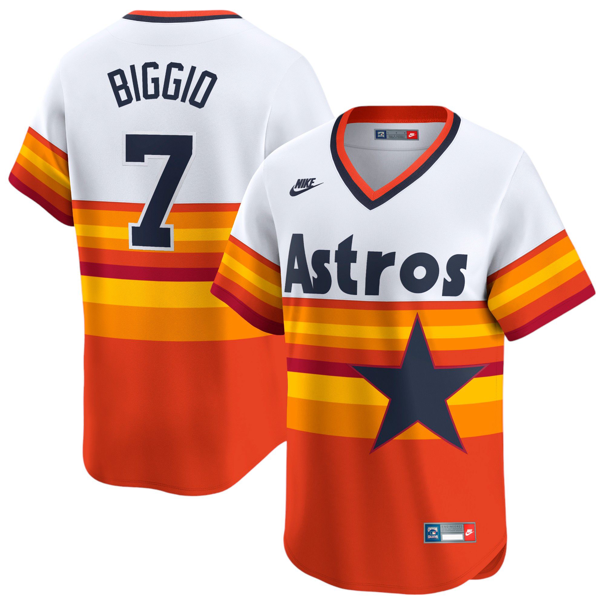 Nike Men's Houston Astros Craig Biggio #7 White/Rainbow Limited