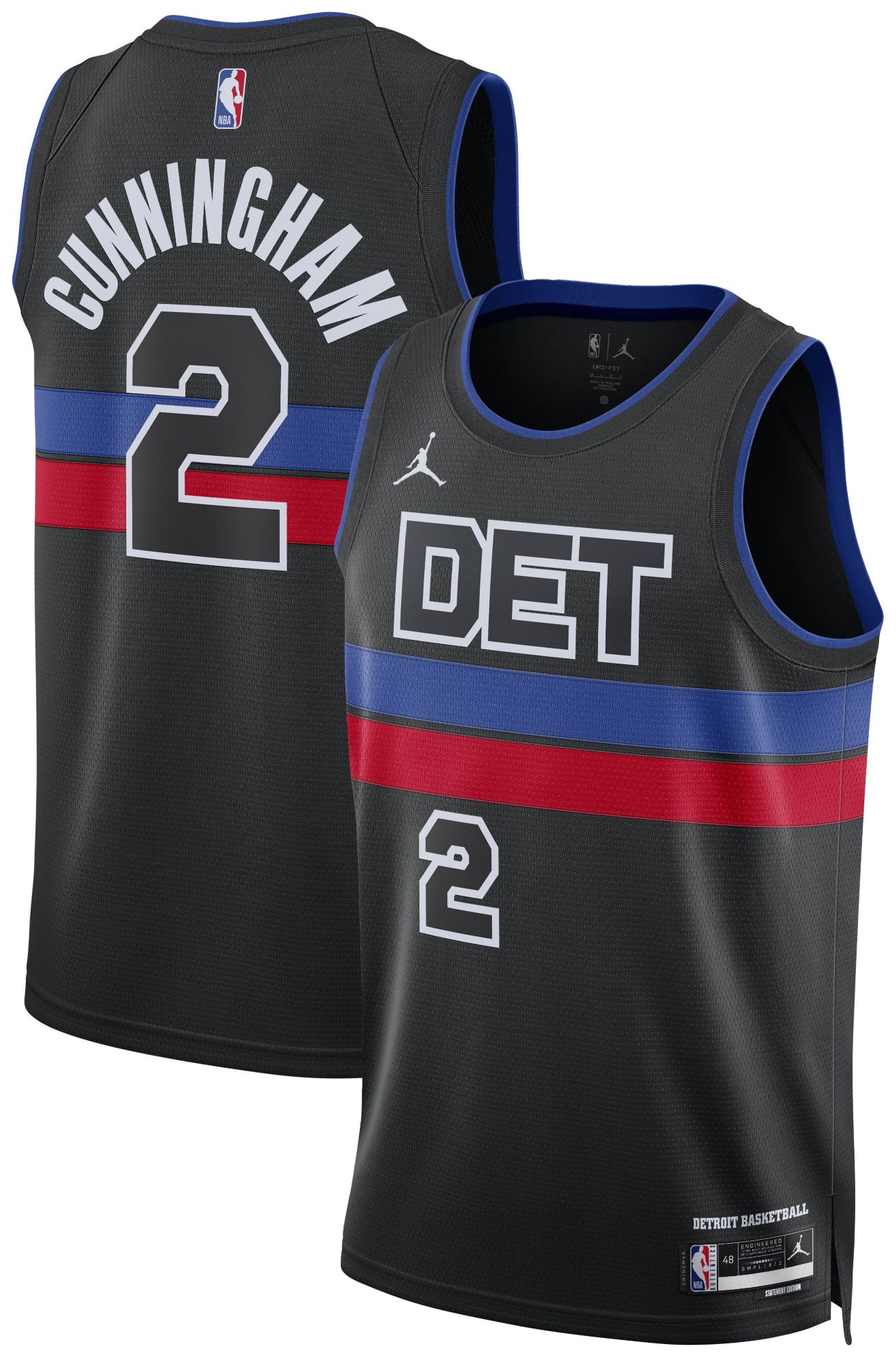 Nike Men's Detroit Pistons Cade Cunningham #2 Black Swingman