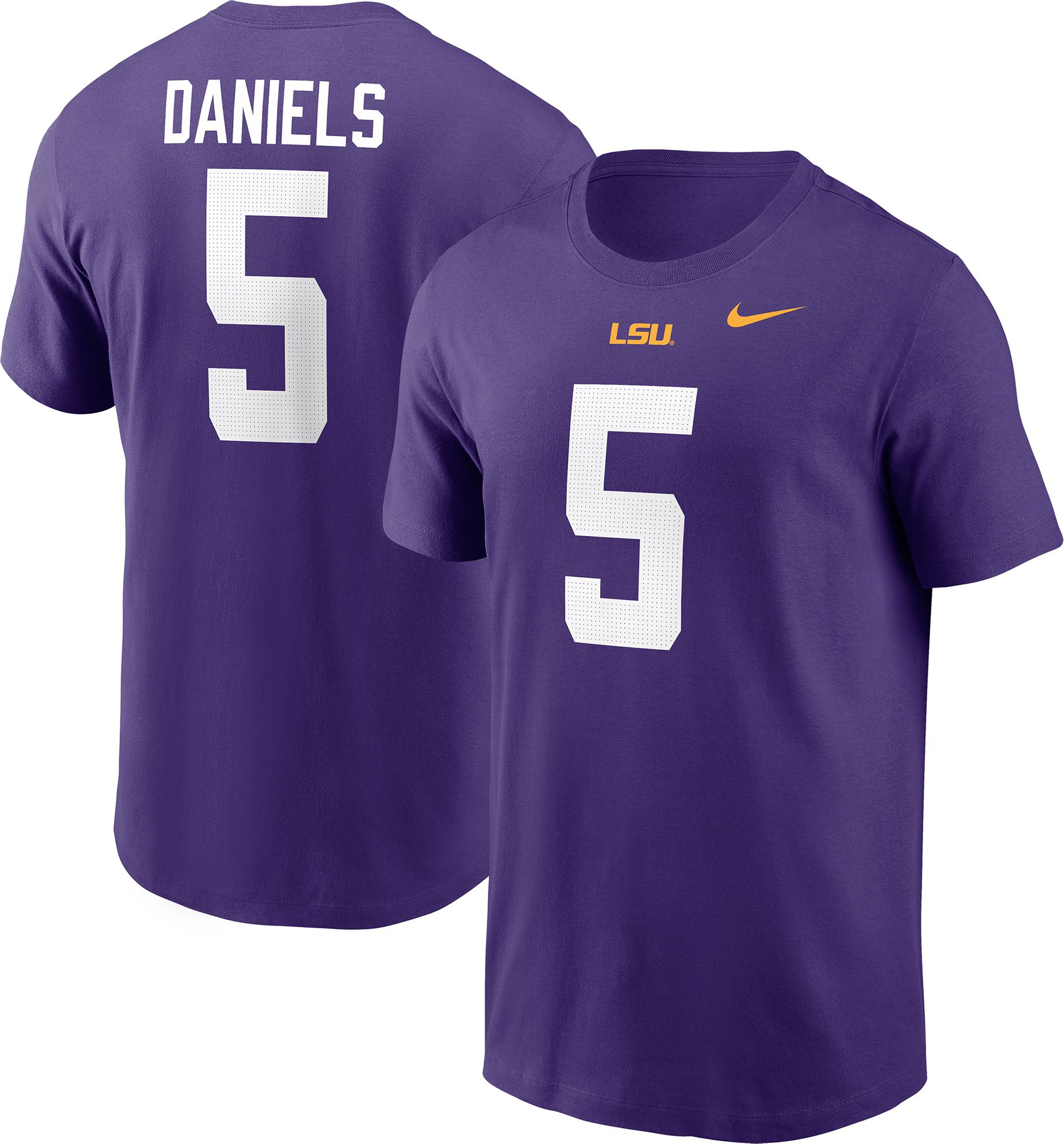 Nike Men's LSU Tigers Jayden Daniels #5 Purple Jersey T-Shirt