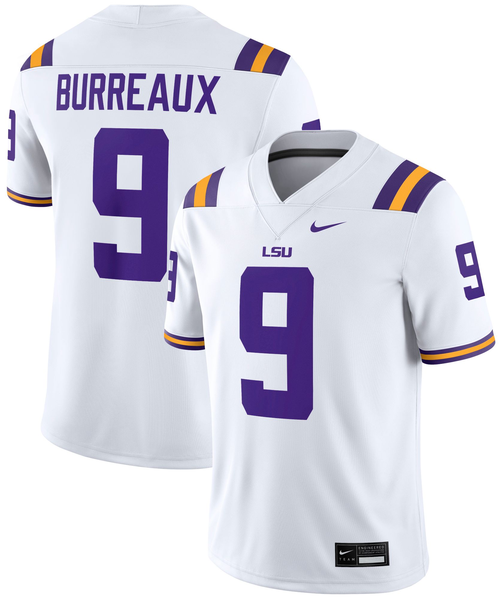 Nike Men's LSU Tigers Joe Burrow #9 White Dri-FIT 'Burreaux